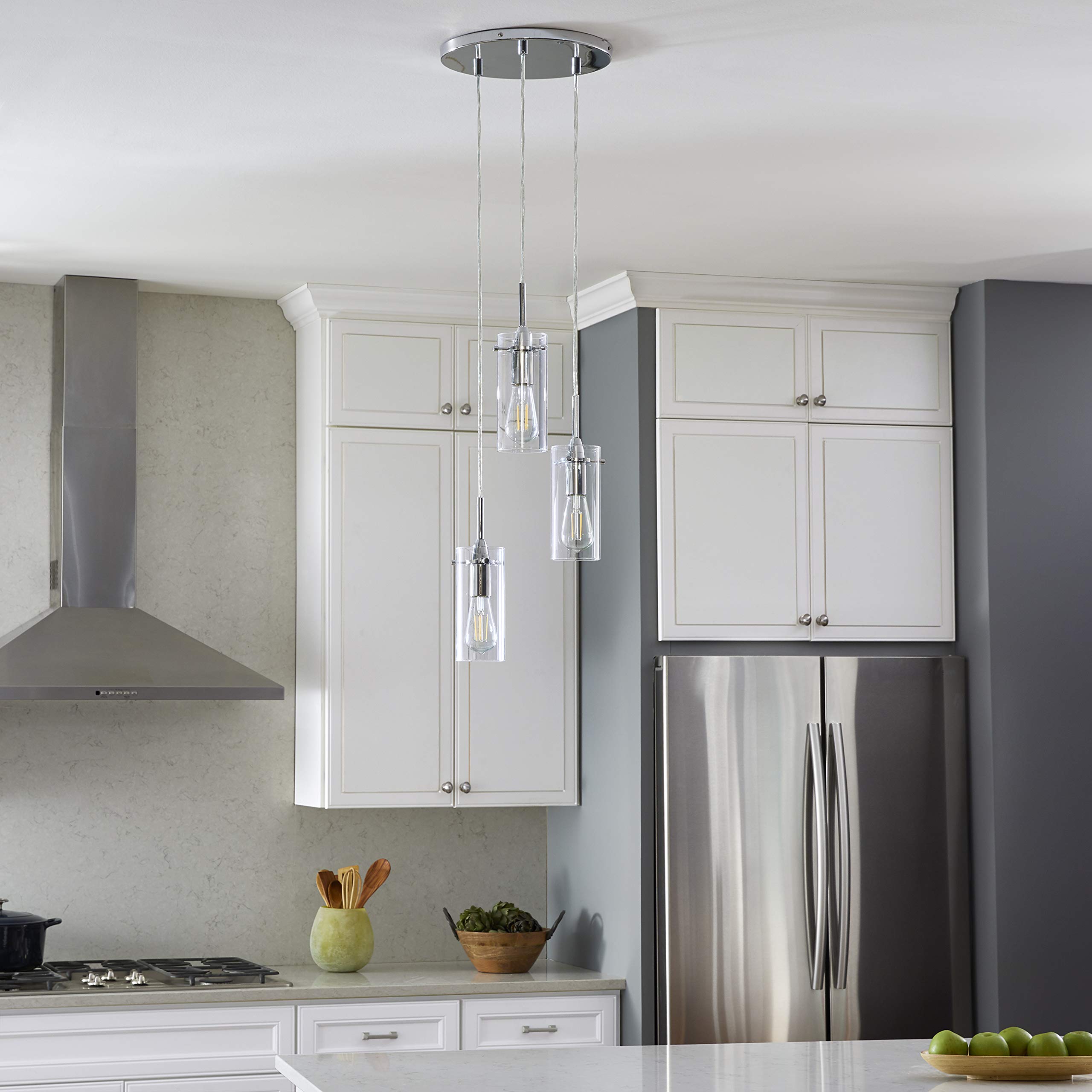 Linea di Liara 3-Light Cluster Pendant Light, Brushed Nickel Modern Chandelier, Foyer Fixture, Model LL-C43-1BN
