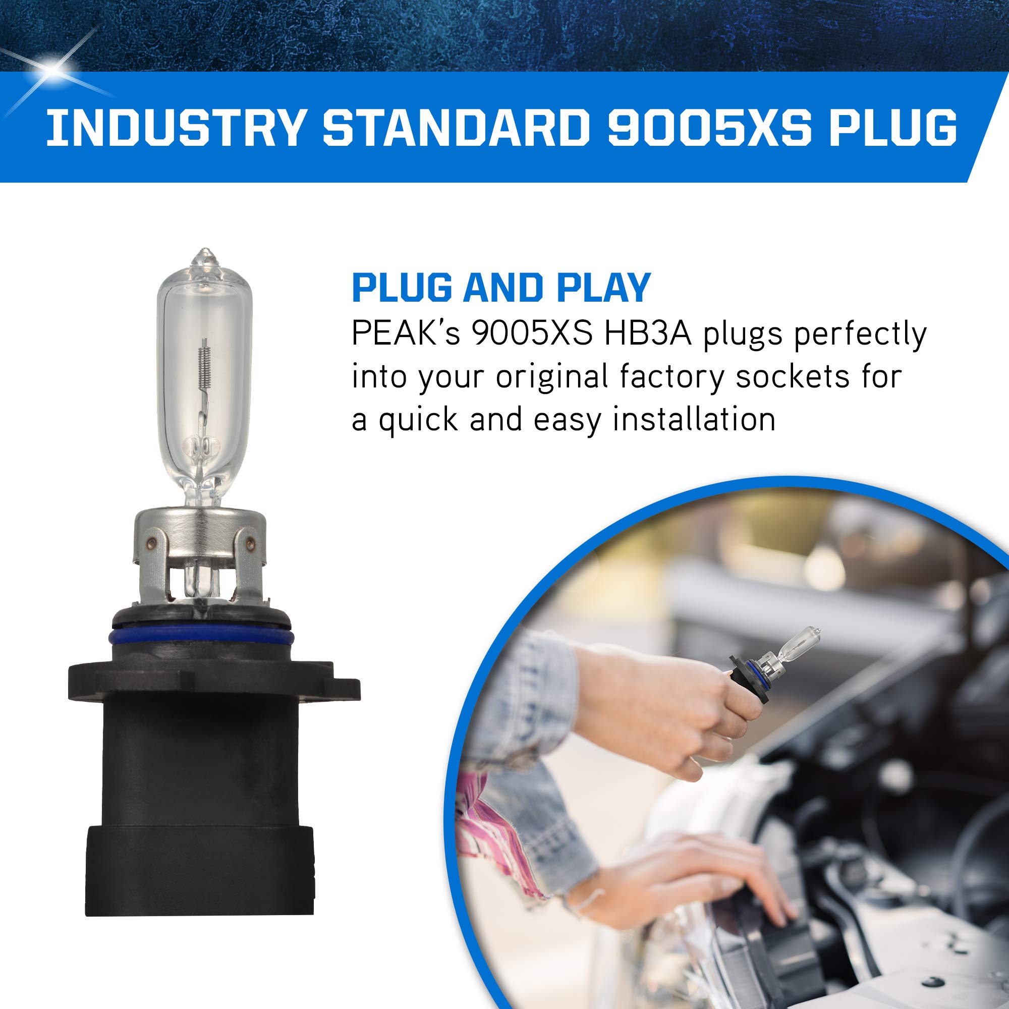 PEAK Power Vision 9005XS/HB3A 65W Headlights 2-Pack - White