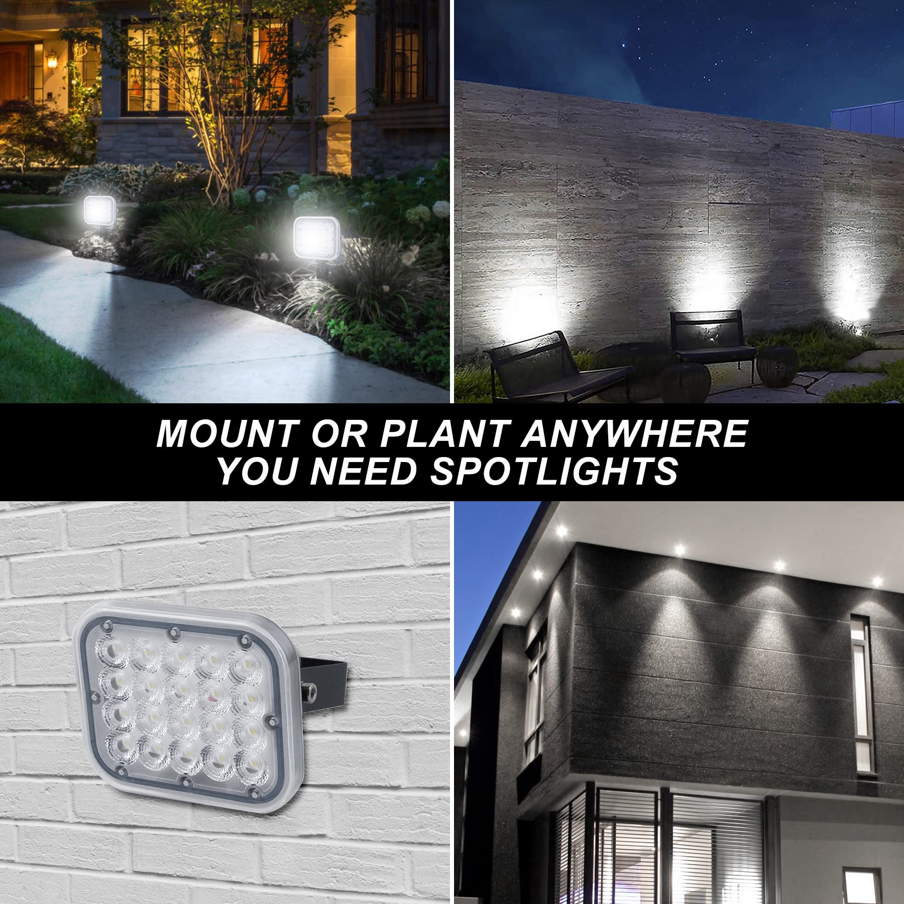 Crepow Solar Spot Lights - 20 Led Waterproof Landscape Lights, Dusk-To-Dawn, Cold White, 2-In-1