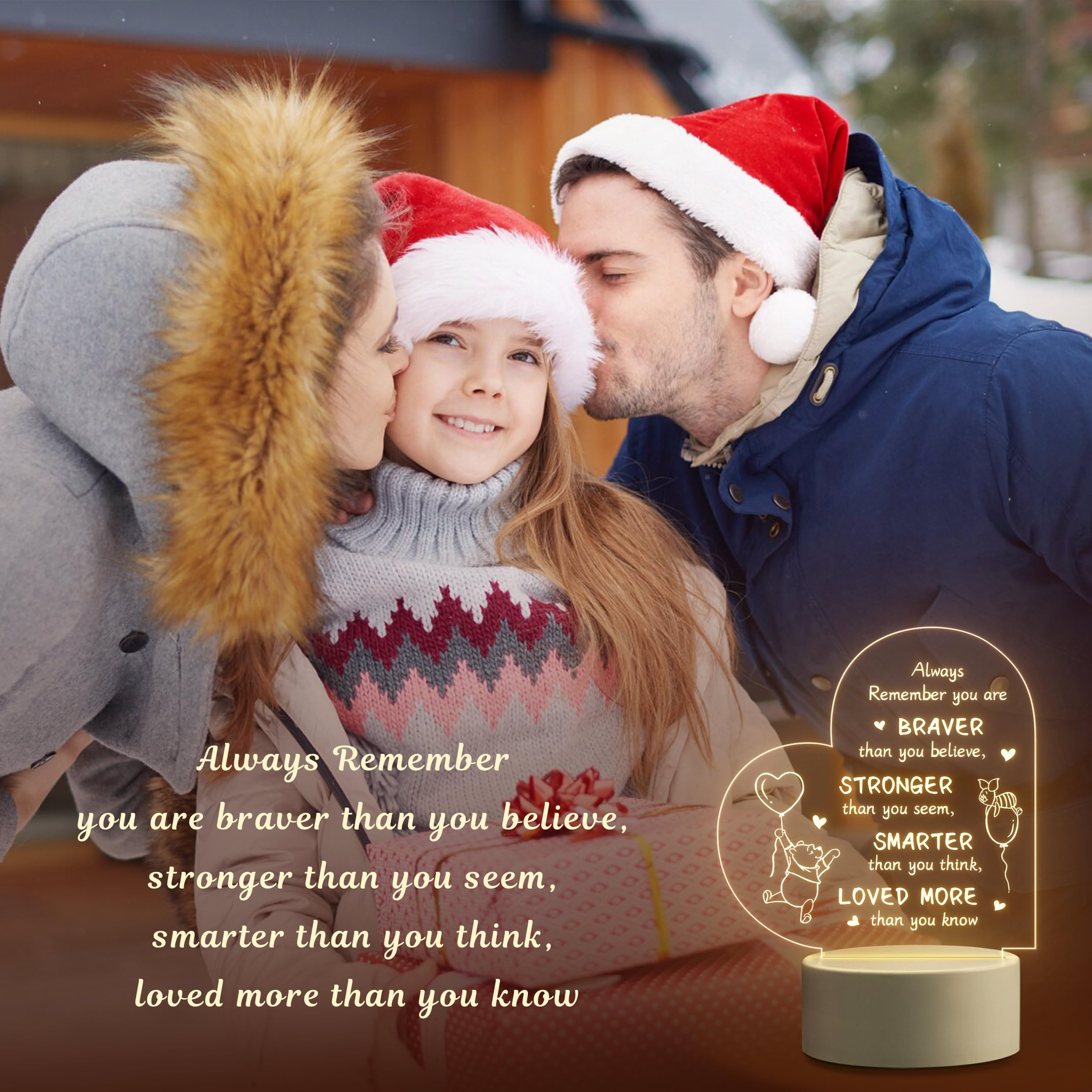 Cute Bear Gifts For Women Friends Kids - Inspirational Bear Night Lamp - Perfect Gifts For Birthday Christmas Valentines Anniversary Baby Shower, Show Strength And Love