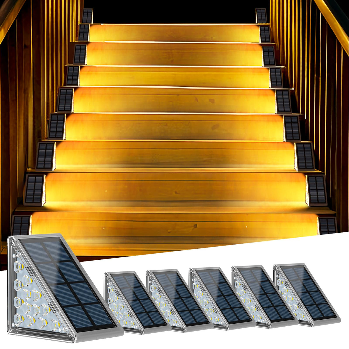 Solar Step Lights For Outside,6 Pack Solar Stair Lights Outdoor Waterproof Ip67,Outdoor Step Lights Solar Powered,Solar Outdoor