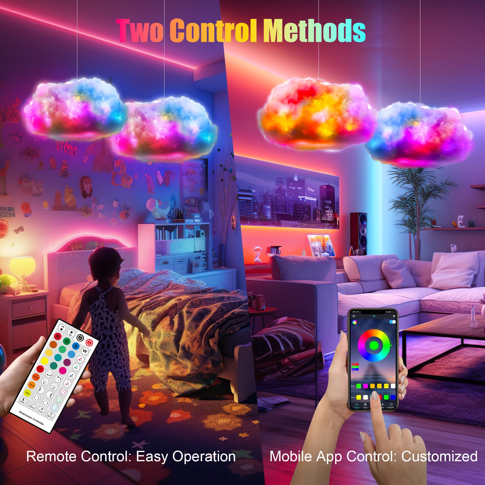 ViLSOM LED Cloud Light, RGB Color Changing, APP & Remote Control, Metal, Multicolor, 1pcs