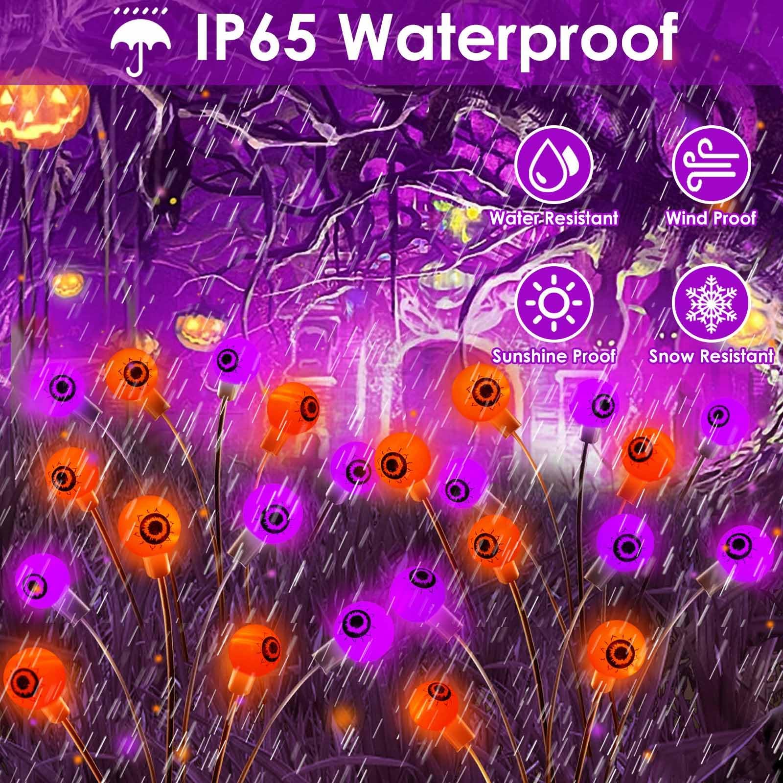 Bossern 6-Pack Solar Eyeball Halloween Lights - Purple & Orange Waterproof Garden Decor