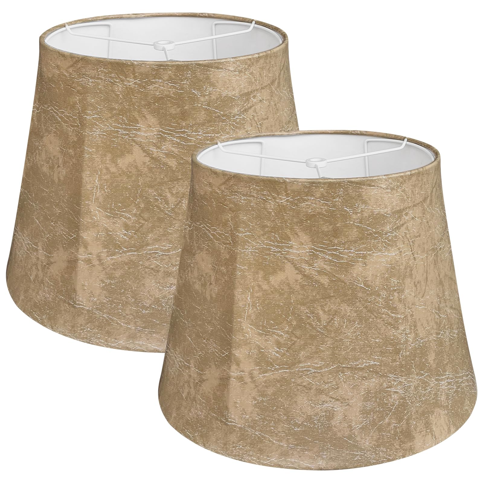 Tootoo Star Drum Lampshades Set Of 2, Leather, 10X14X10, Hand Crafted For Table & Floor Lamps, Model Sx-0206Ss