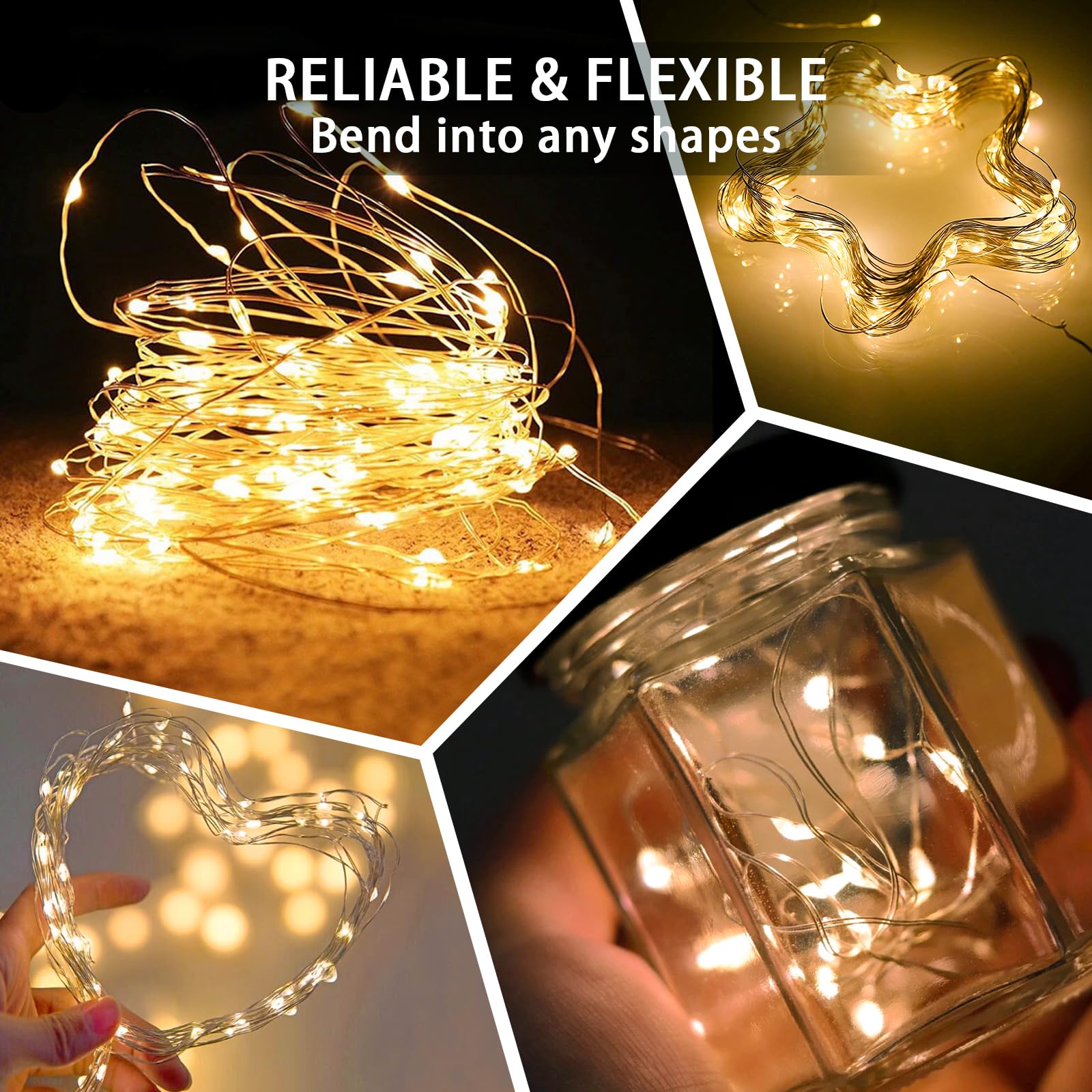 chzk 24 Pack Fairy Lights String Lights 7Ft 20 LED Battery Operated Waterproof Yellow Copper A01-Mini