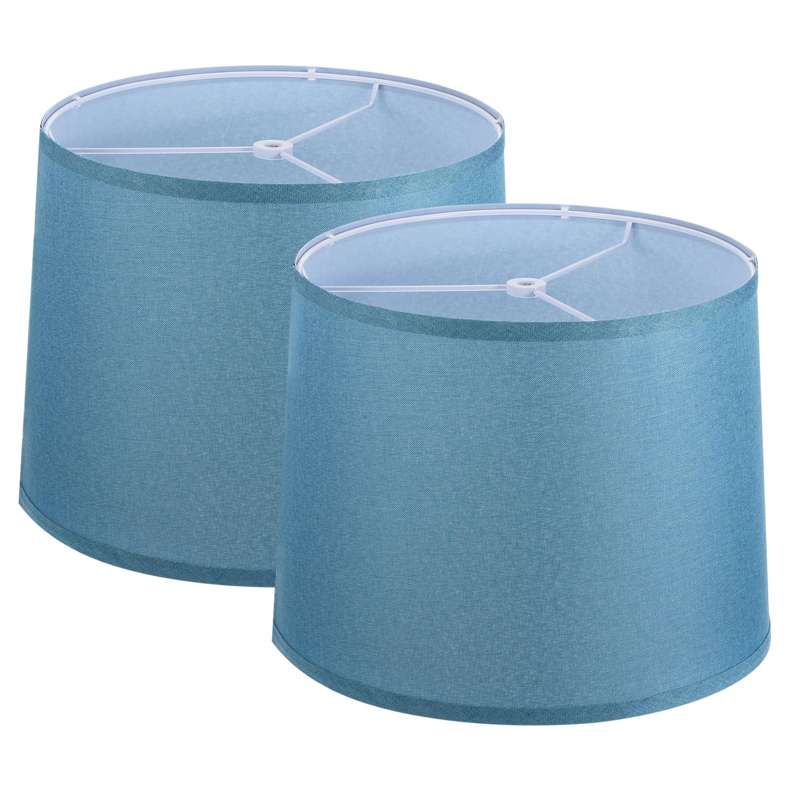 PATIKIL Table Lamp Shades Set of 2, Drum Design, 11.4in Top x 12.6in Bottom x 9.8in High, Blue, Easy Assembly, Model