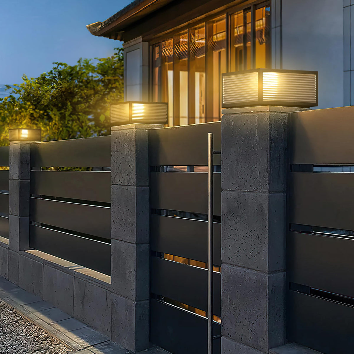 Favorite Garden Solar Pillar Lights - 30Cm Metal & Glass, Waterproof Outdoor Post Lights, 1 Pack