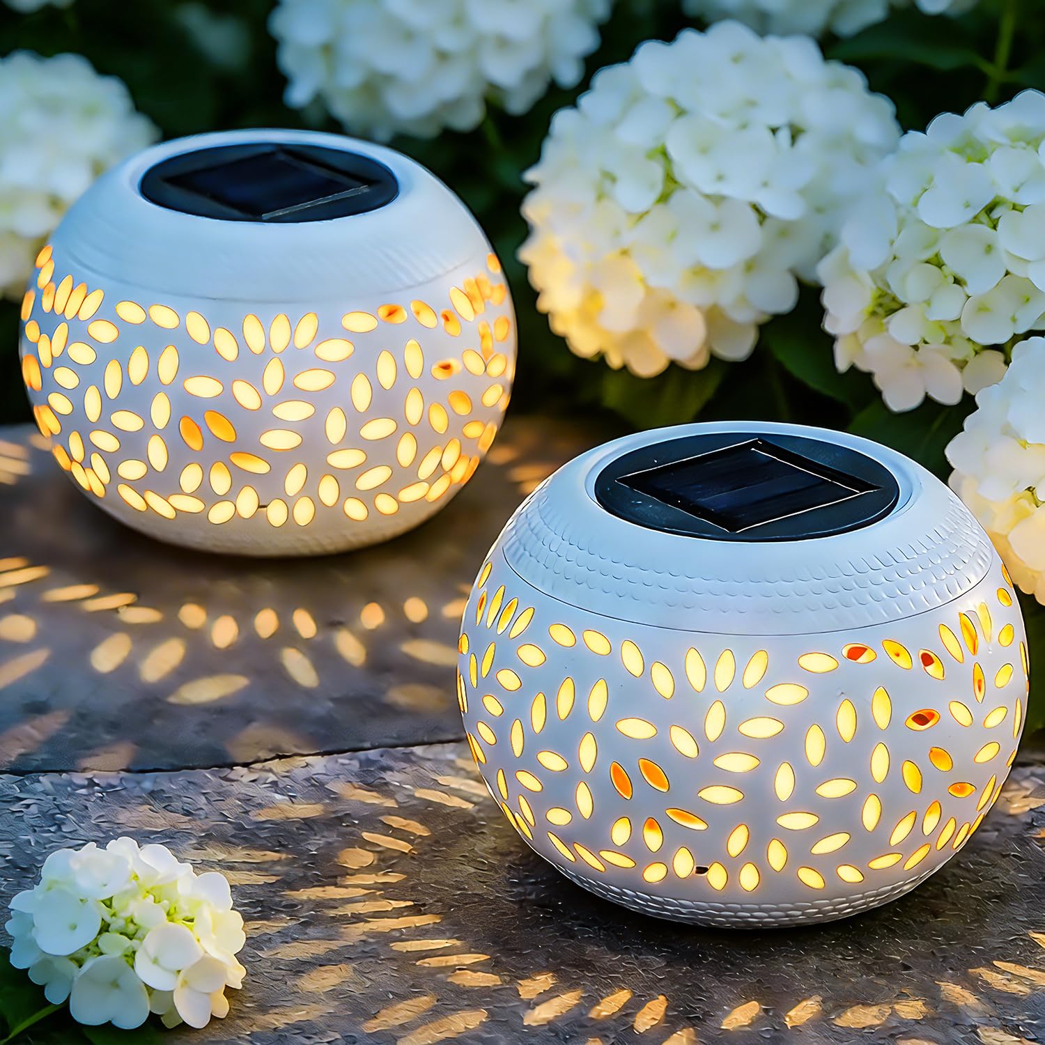 JMEXSUSS 2 Pack Solar Lanterns Outdoor Waterproof, LED Lanterns Decorative Outdoor, Lights Solar Table Lamps for Outside Patio D