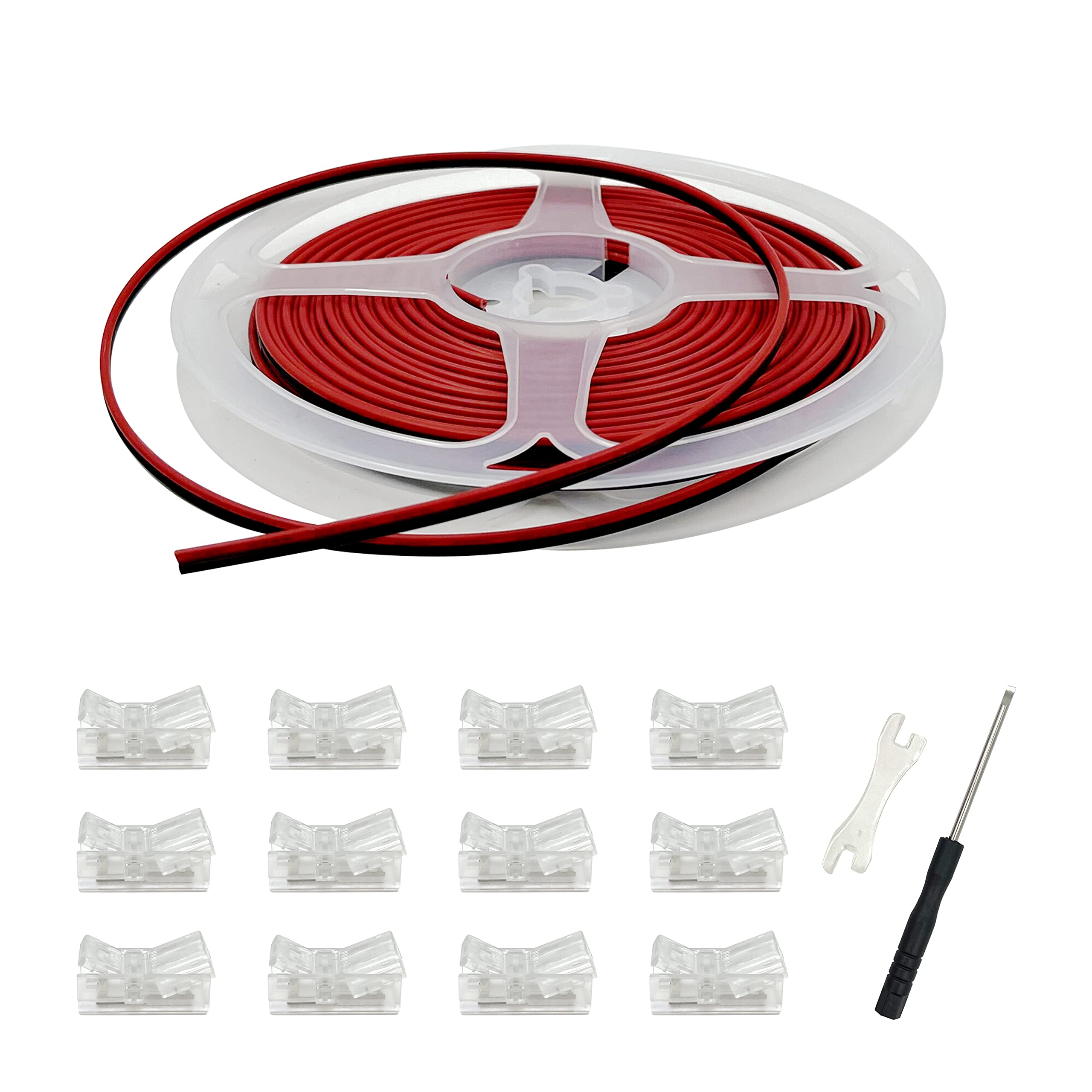 HAMRVL 12 Pack 8mm Cob Led Strip Light Connectors 2 Pin, Led Strip to Wire Solderless Transparent Track Lighting Adapter Connect