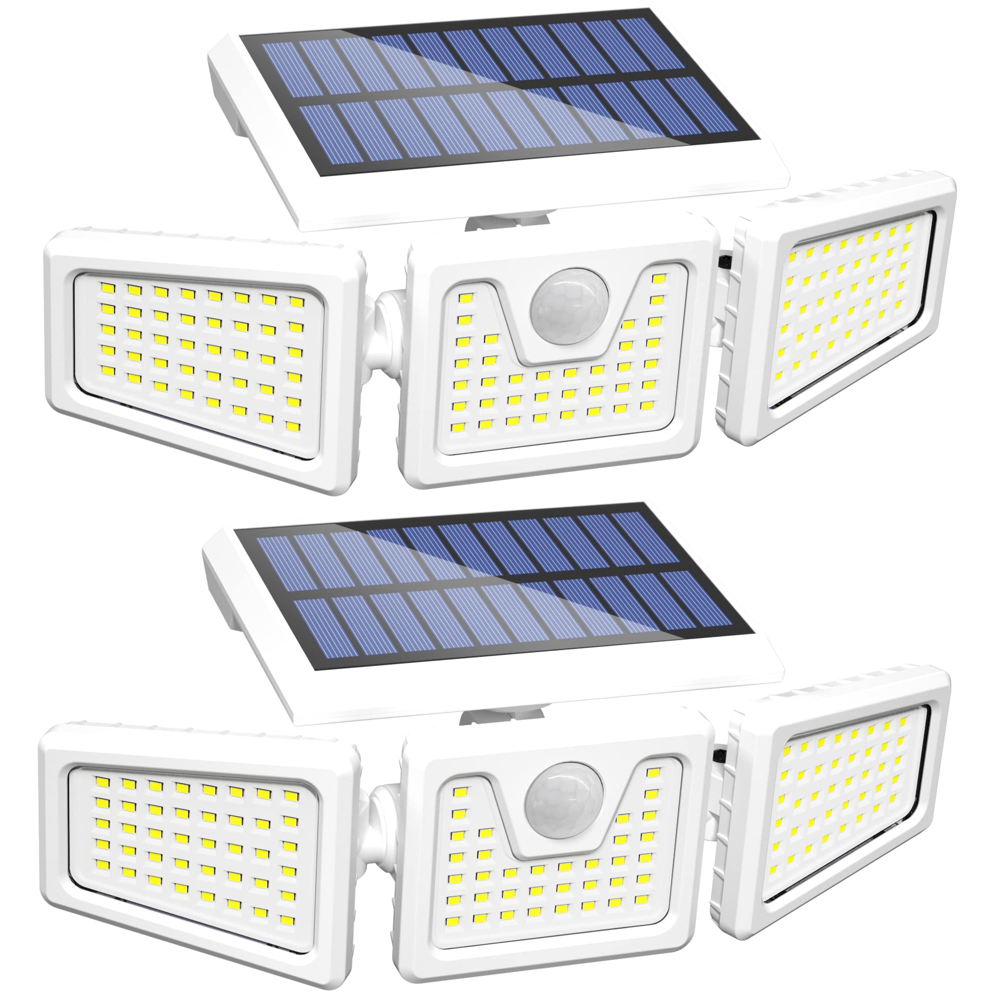Incx 118 Led Solar Motion Lights Outdoor 2 Pack, 3 Heads Solar Security Lights With Motion Sensor Ip65 Waterproof, Flood Lights
