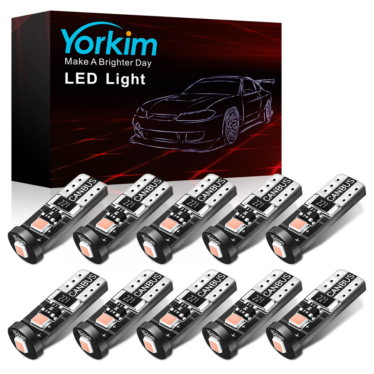 Yorkim 194 Led Bulb Pink/Purple Canbus Error Free 3-SMD 2835 Chipsets, T10 Interior Led For Car Dome Map Door Courtesy License P