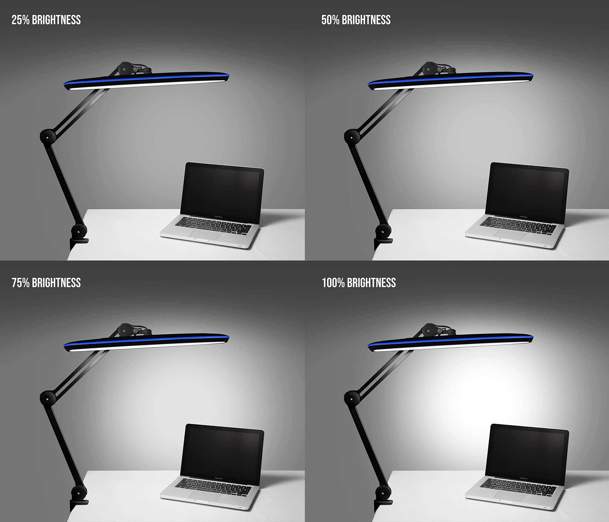 Neatfi XL LED Task Lamp, 2200 Lumens, 24W, 4-Level Dimmable, Adjustable Arm, Black, Model 9503LED