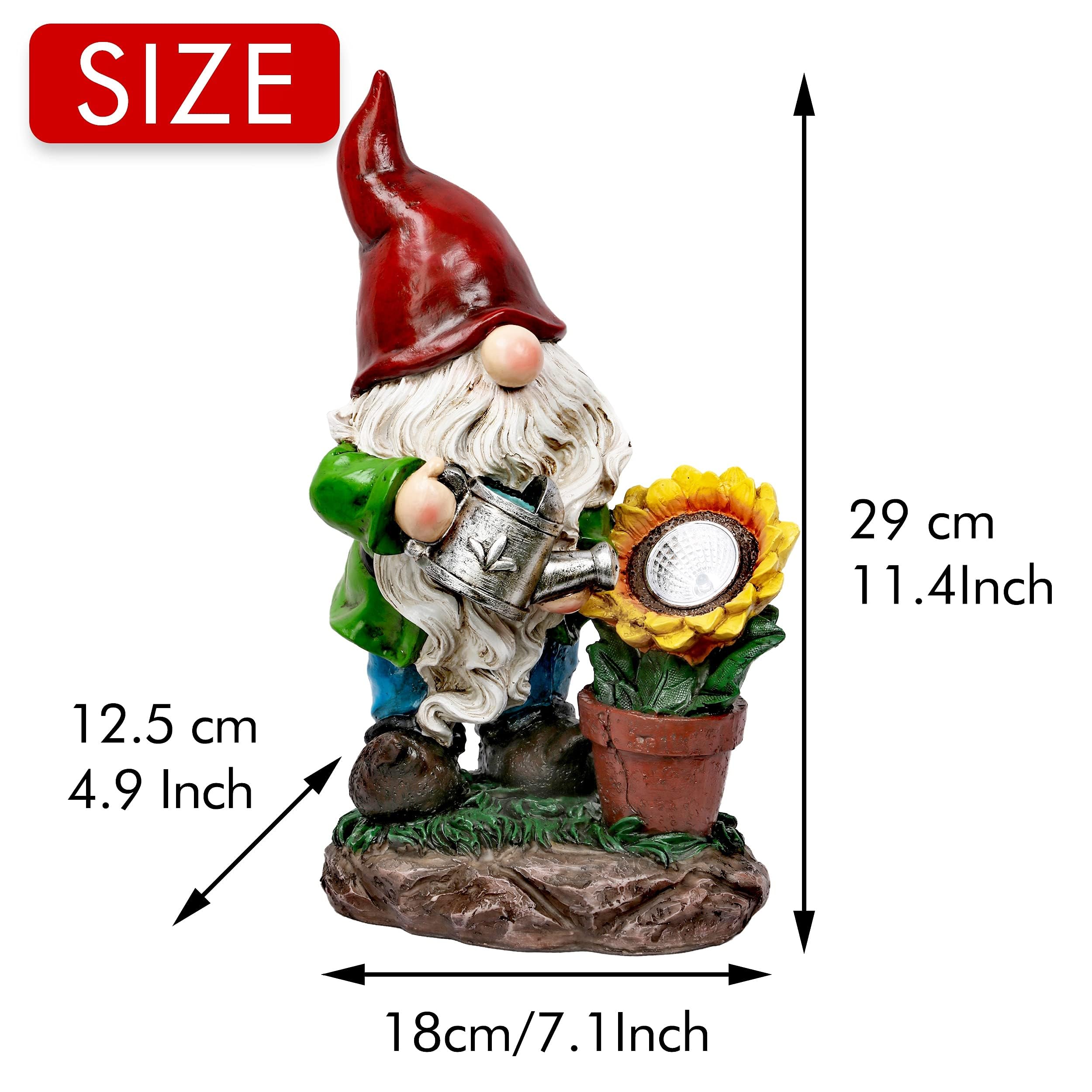 Teresa'S Collections Sunflower Garden Gnomes With Solar Lights - Cute Resin Yard Decorations