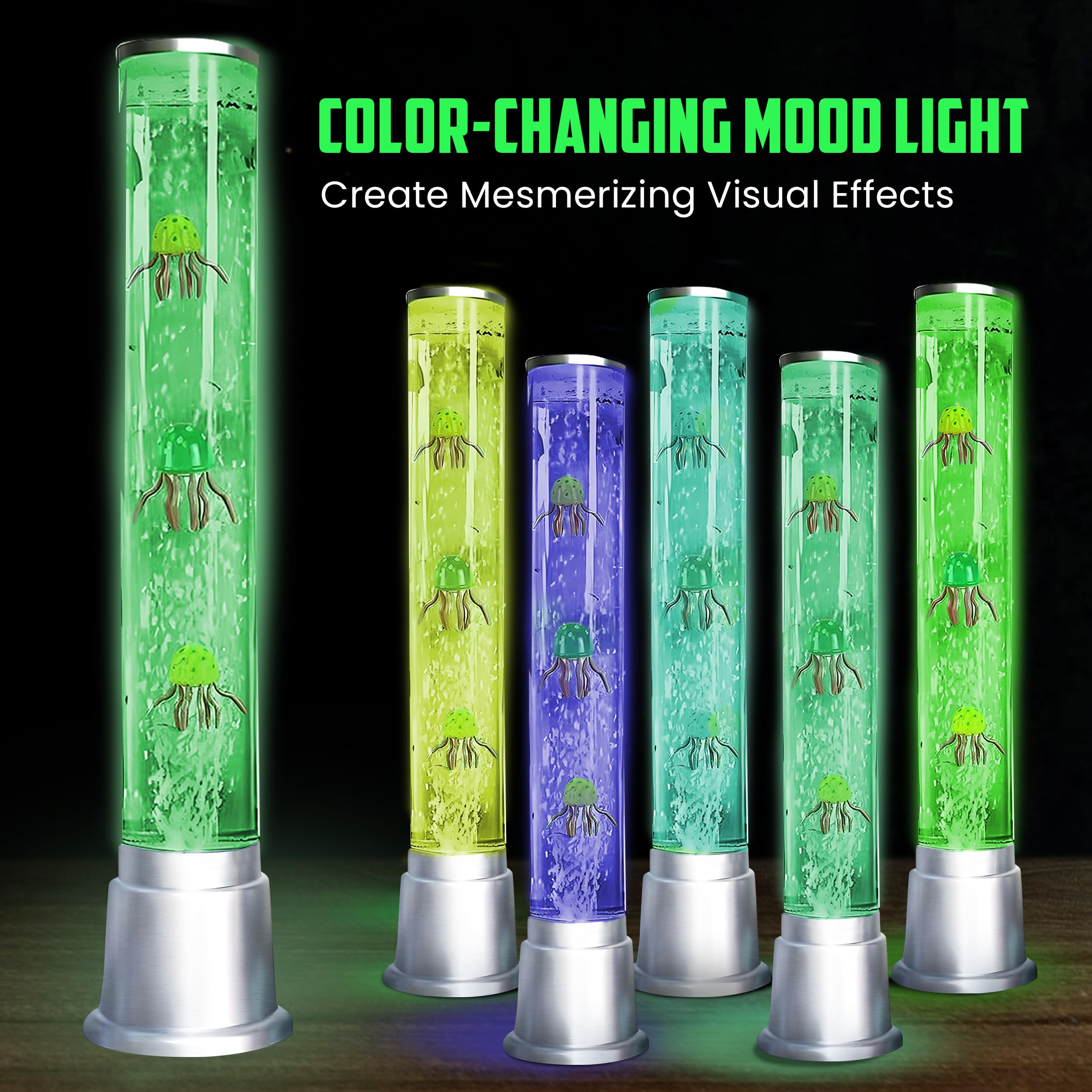 Jellyfish Lamp Bubble Lights With 6 Led Color Automatic Changing Night Light & Moving Discovery Jelly Fish Aquarium - Sensory Tu