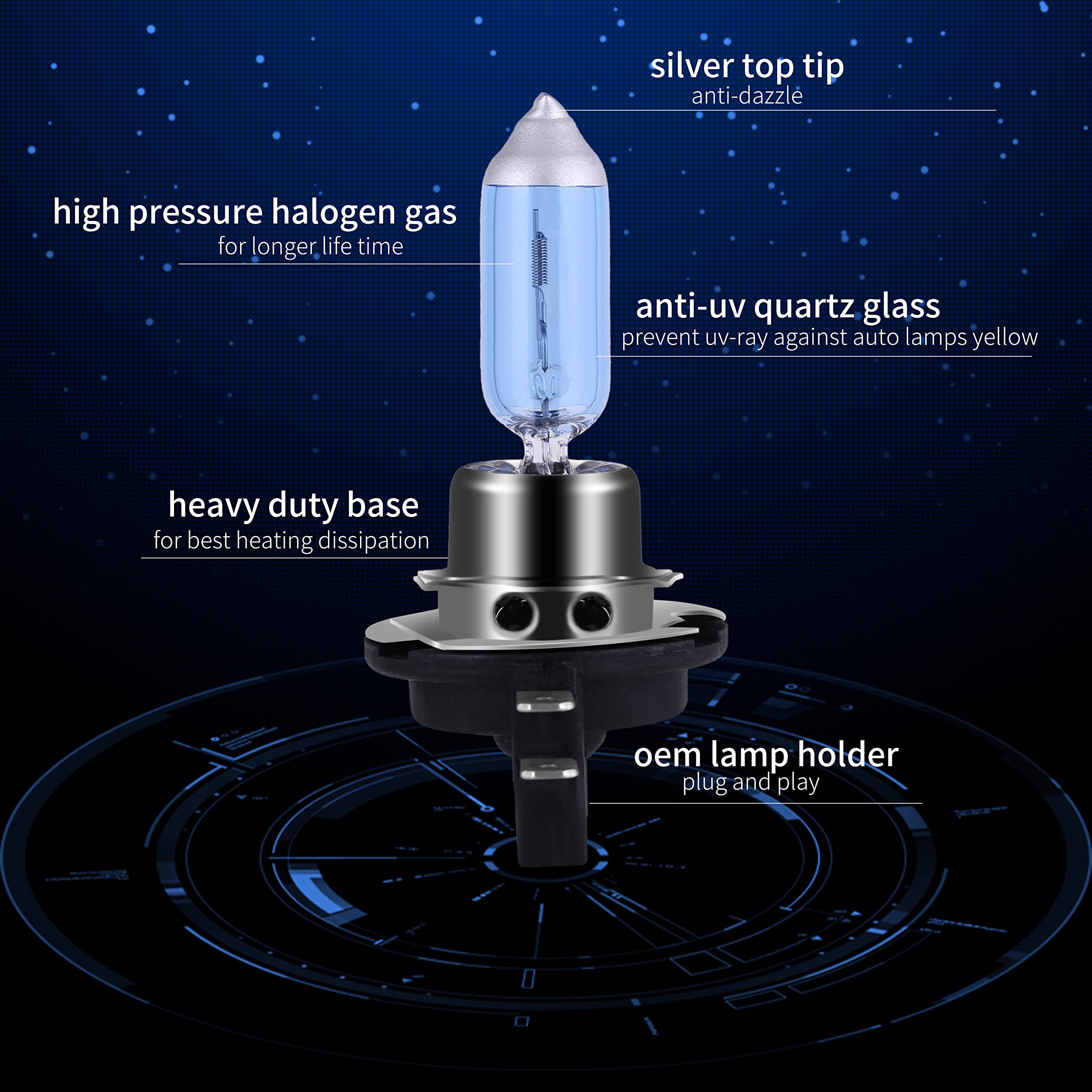 Newbrown H11B Halogen Headlight Bulb With Super White Light Long Life Replacement Pgjy19-2 12V/55W (2 Pack)