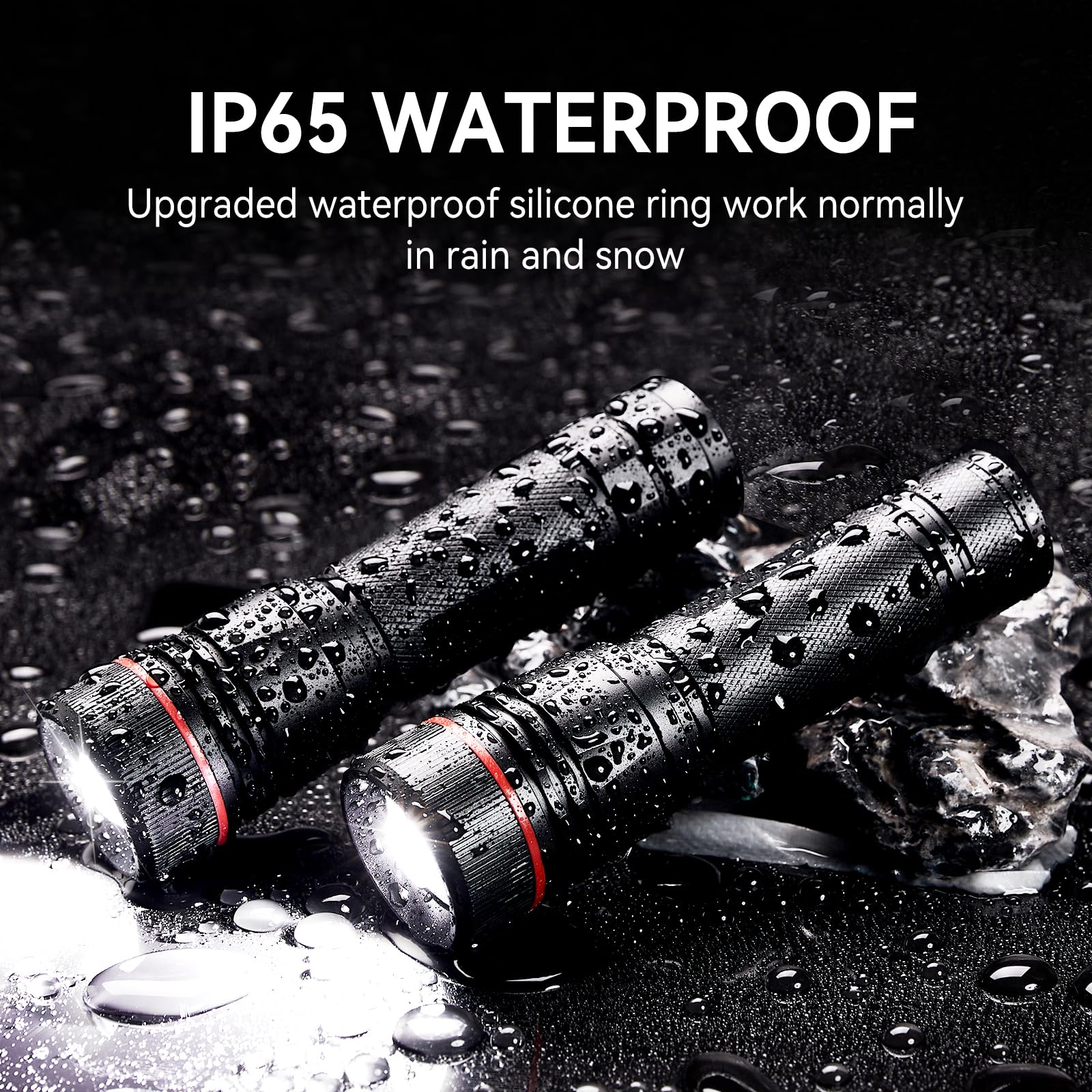 WdtPro Rechargeable Flashlights 2 Pack, High Lumens, EDC Mini Tactical, Black, SFL002, Long Lasting, Water Resistant, Battery Included