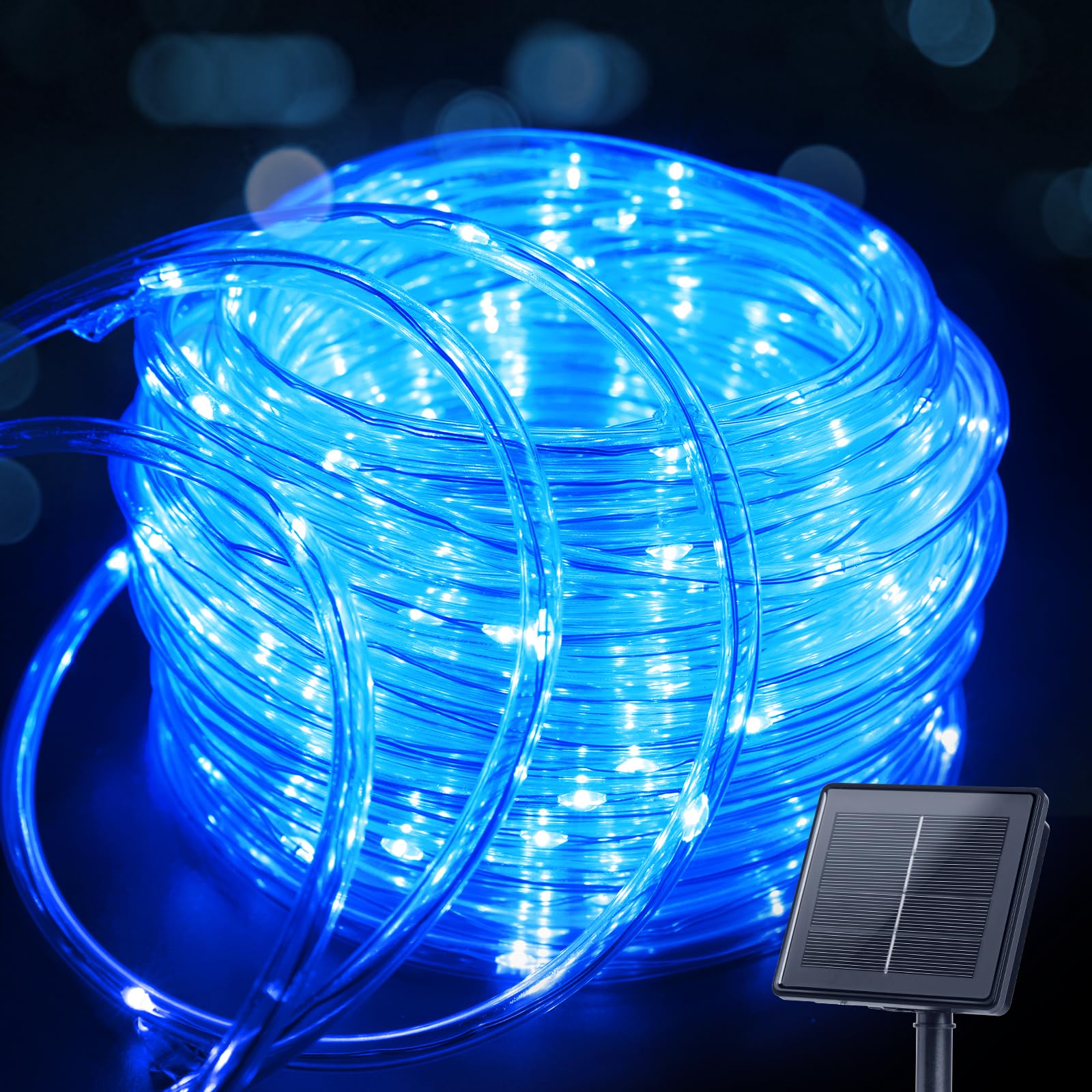 Brightown Solar String Lights Outdoor, 39FT, 100 LED, Waterproof, 8 Lighting Modes, Blue, Model SR-02
