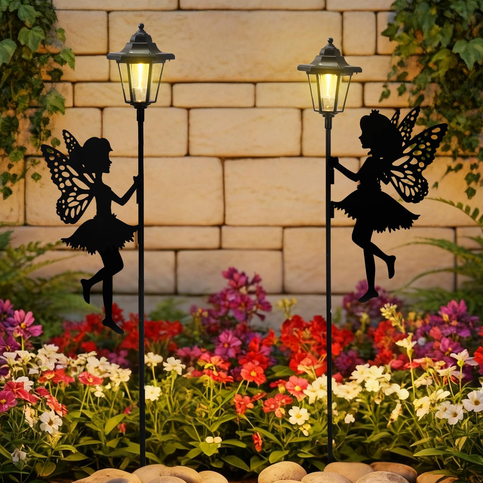 ZKLiLi Fairy Solar Garden Light,Outdoor Garden Fairy Decor Waterproof Large Hanging Lantern Lights Decorations for Patio Yard Po