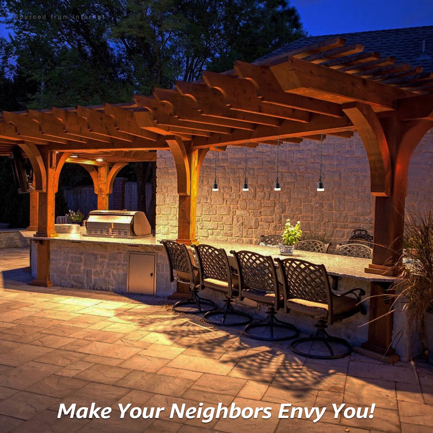 LEONLITE 12V LED Pendant Lights - Outdoor Aluminum Hanging Lights, IP65, Oil-Rubbed Bronze, Pack of 4, 320lm, 2700K Soft White