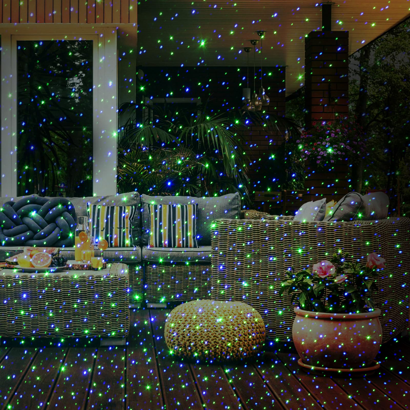 Poeland Moving Laser Christmas Lights Projector, Blue/Green, Model X-32P, Metal for Home and Garden