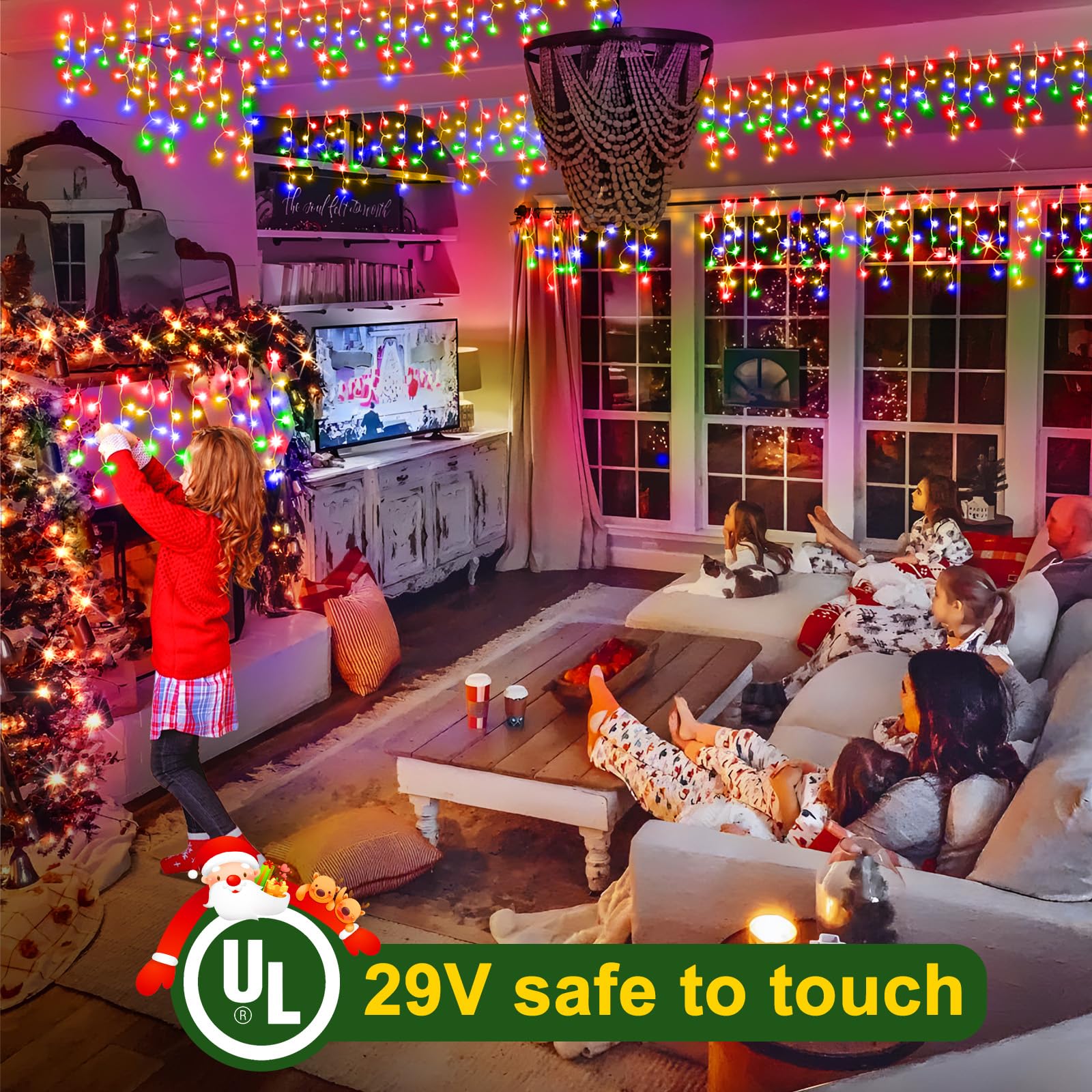Knonew 400 Led 43Ft Multicolor Outdoor String Lights With 75 Drops, 8 Modes, Connectable, Timer & Memory Function, Water Resista