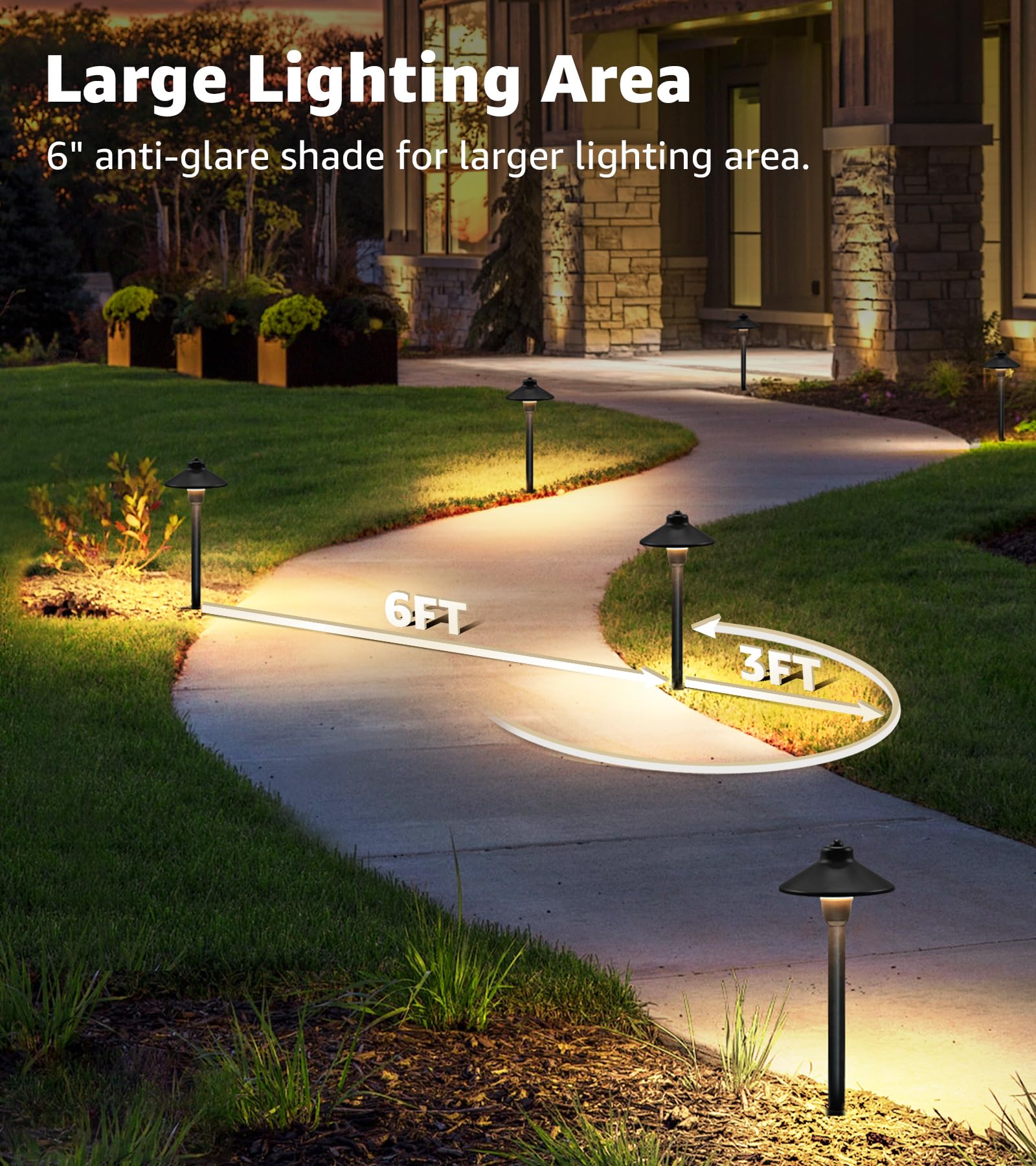 Sunvie Low Voltage Pathway Lights Led Landscape Lighting 3000K Low Voltage Landscape Lights Waterproof Landscape Path Lights 3W
