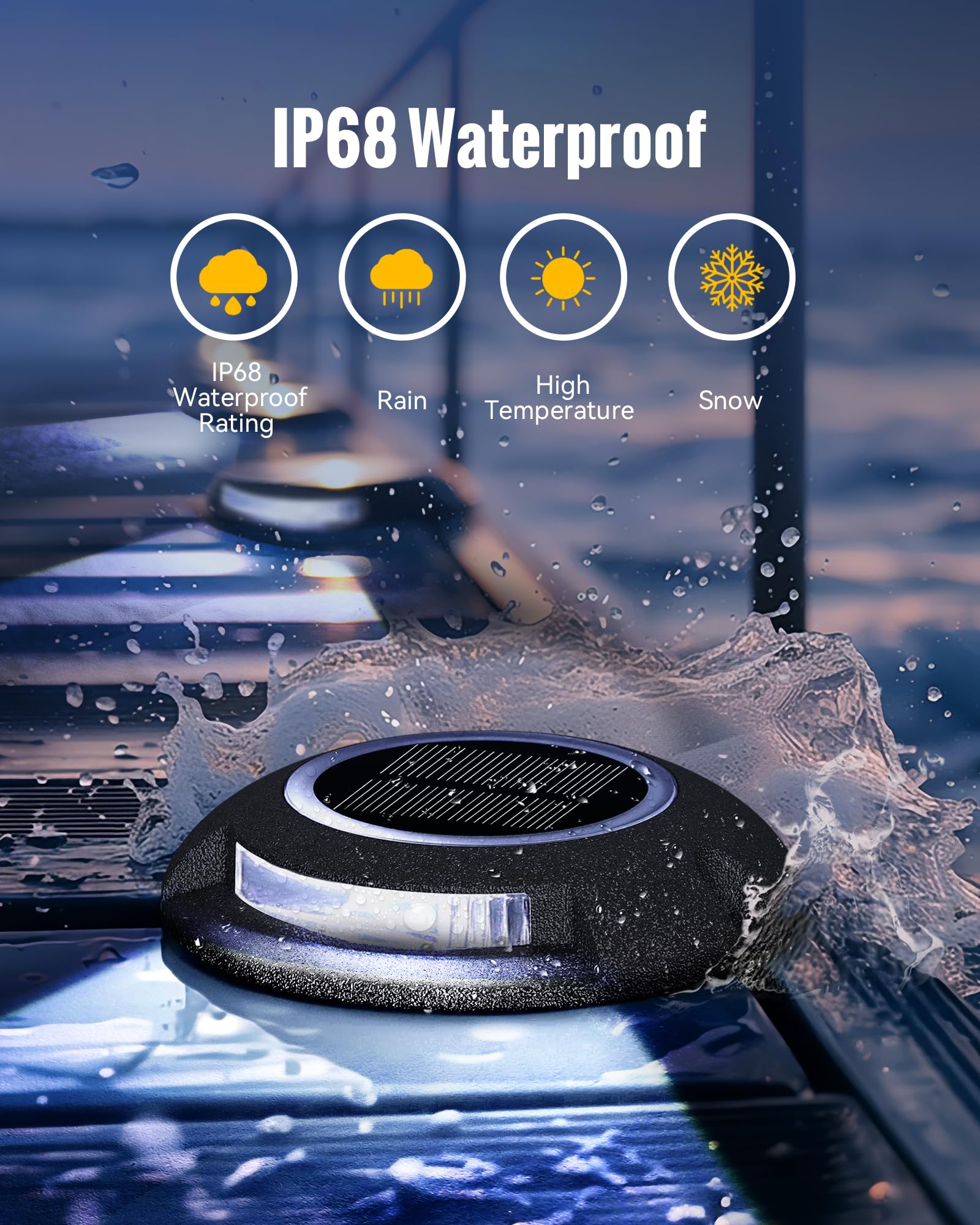 Fabstyl Solar Dock Lights 4 Pack, Waterproof Led Driveway & Pathway Lights, Black