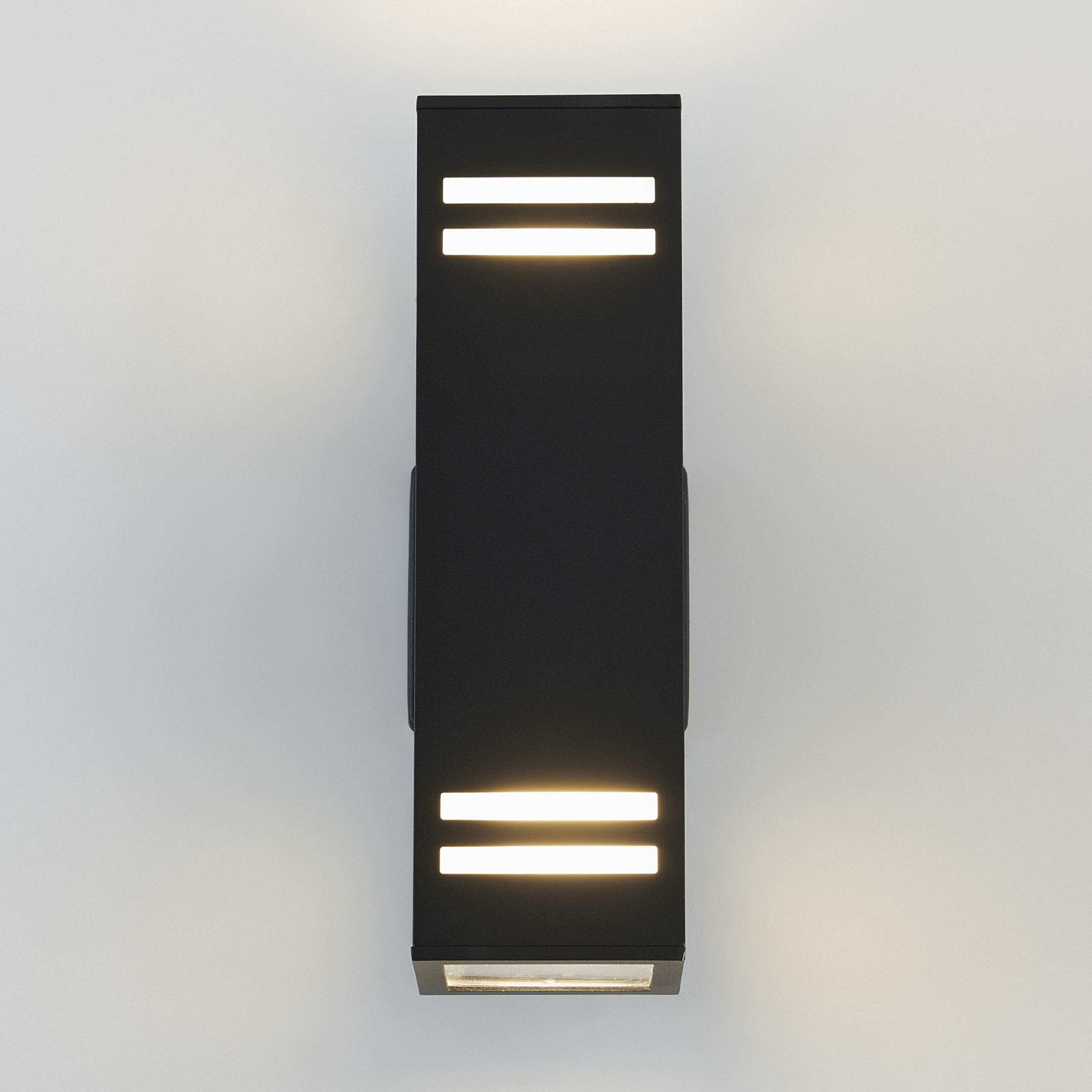 Artika Strike Modern Sconce Wall Light Fixture, 3-Way, Black Finish, Frosted Glass, Weatherproof