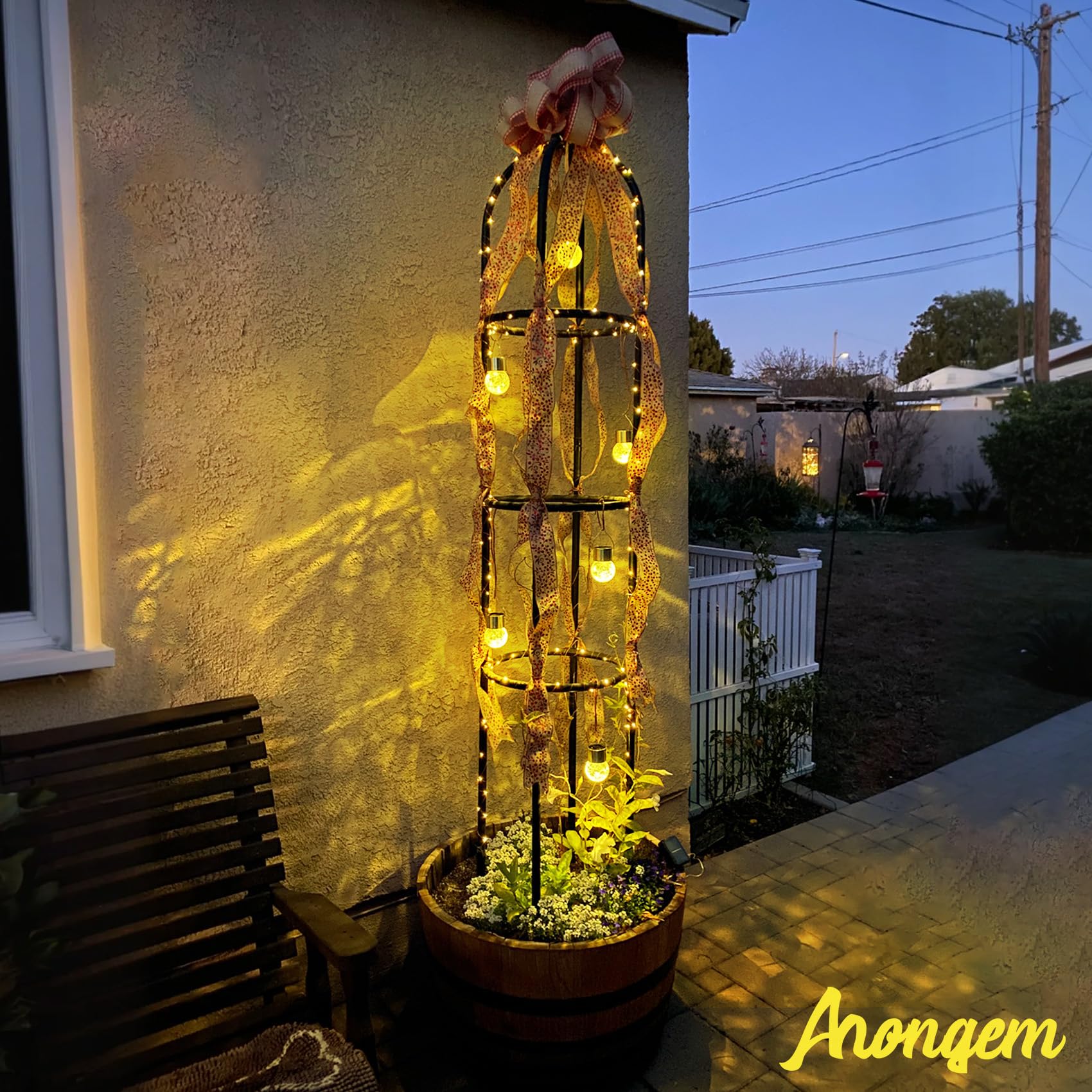Ahongem Solar Hanging Lights Decor For Outside: Garden Light Waterproof For Yard Outdoor Decorations - 12 Pack Led White Glass Globe Balls Lighting Patio Tree Camping Party Decorative