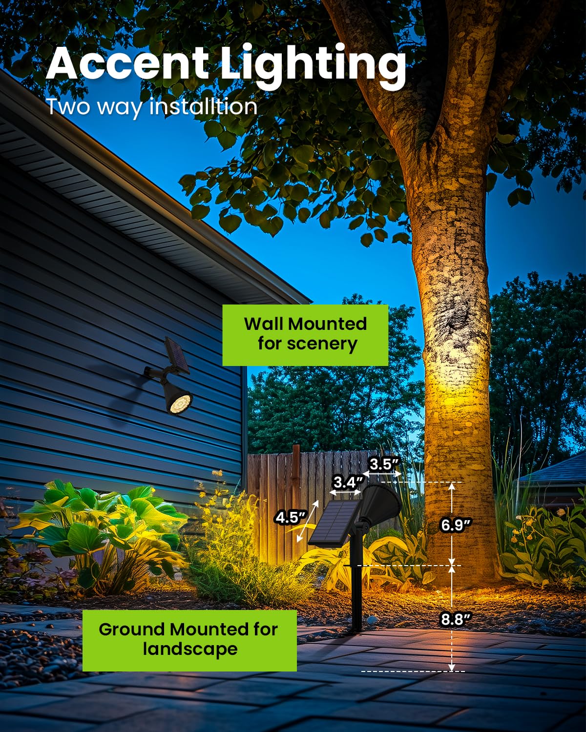 Auderwin Solar Spot Lights Outdoor Waterproof, Flag Pole Light Solar Powered Halloween Lights, Landscape Lighting Spotlights For