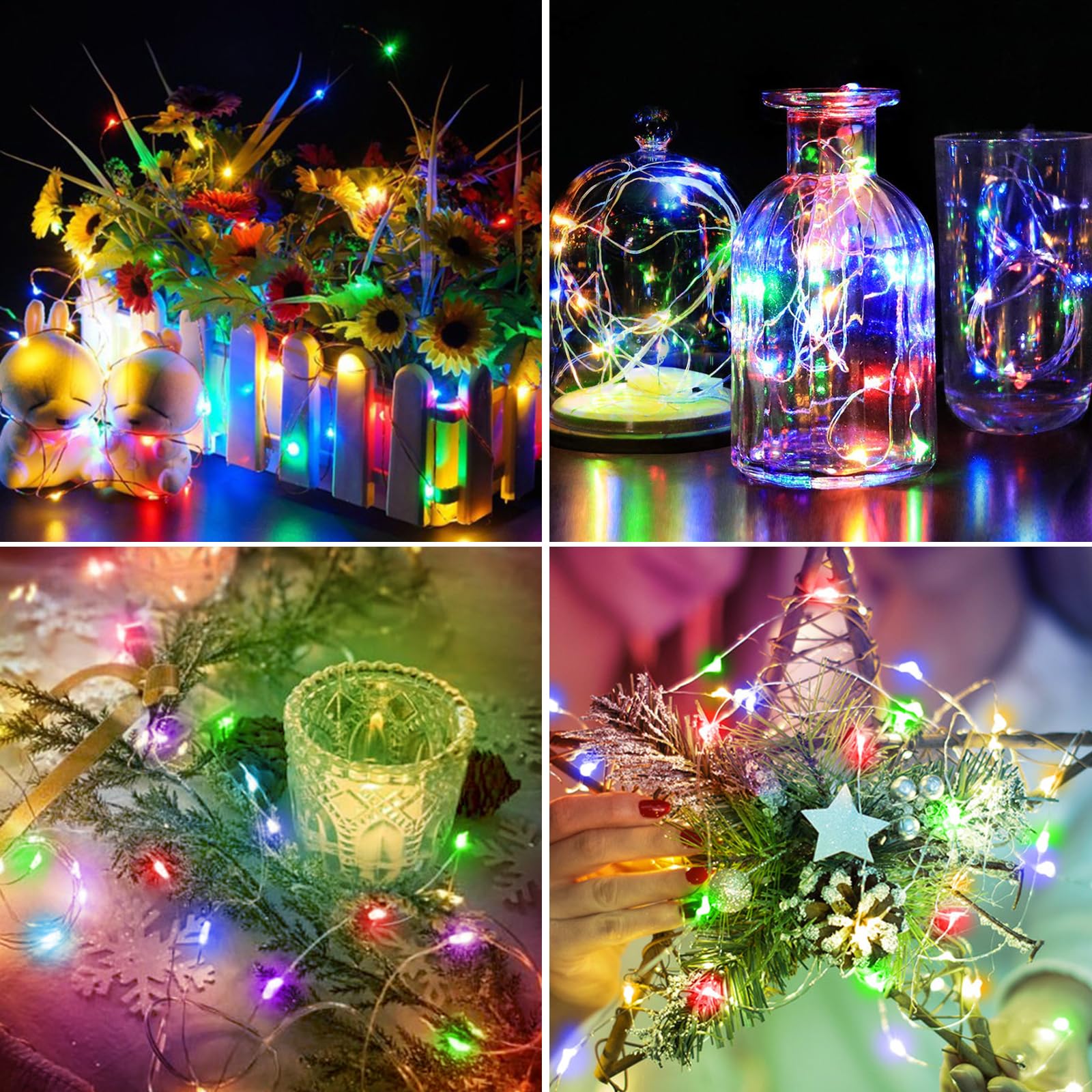 litogo 5 Pack Fairy Lights, 7FT 20LED Waterproof String Lights, Battery Operated Twinkle Lights, Multicolor for Indoor Decor