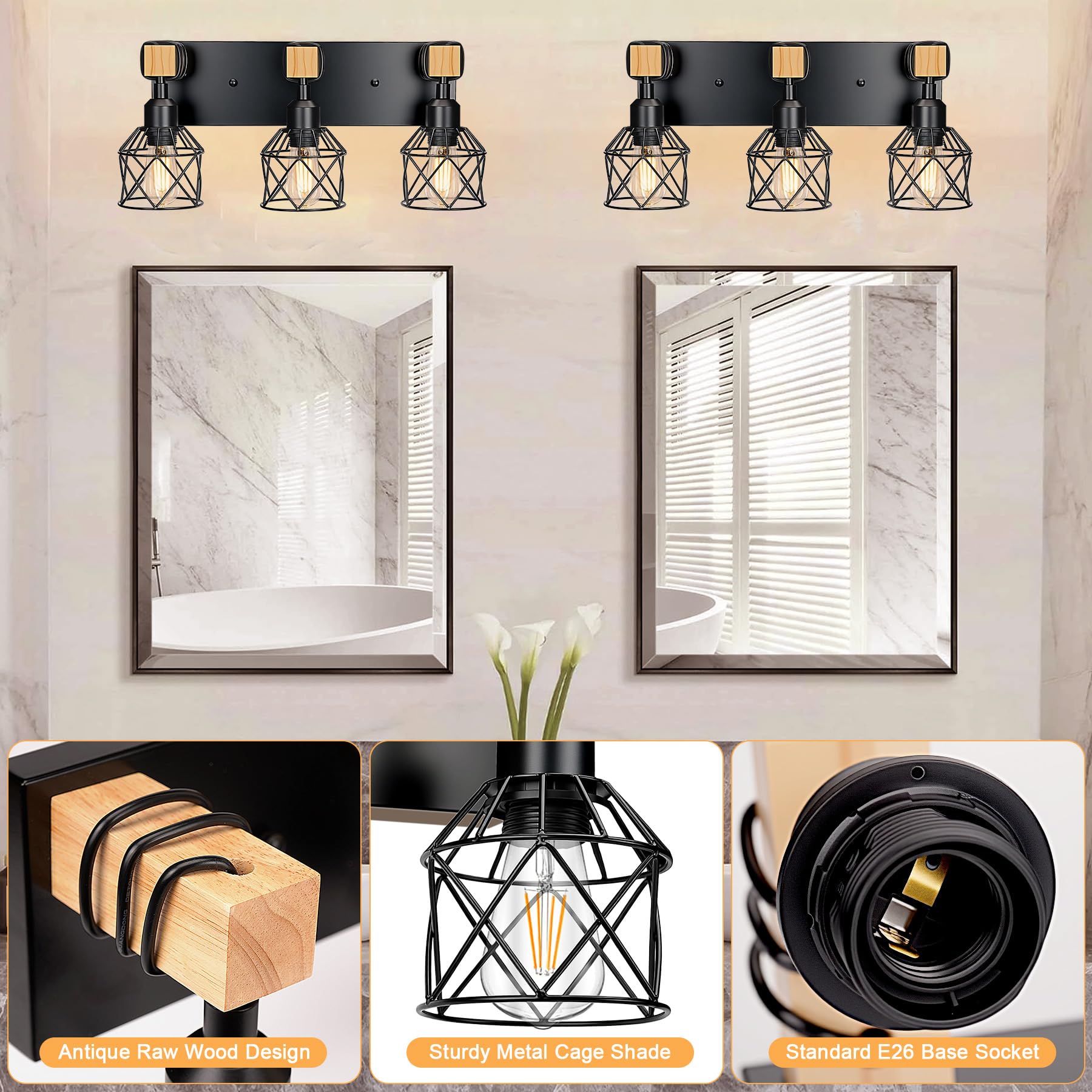Weiyanfnr Bathroom Light Fixtures Vanity Lights For Bathroom Small Lamp Shades Vanity Lighting Fixtures Black Light Fixture Over Mirror