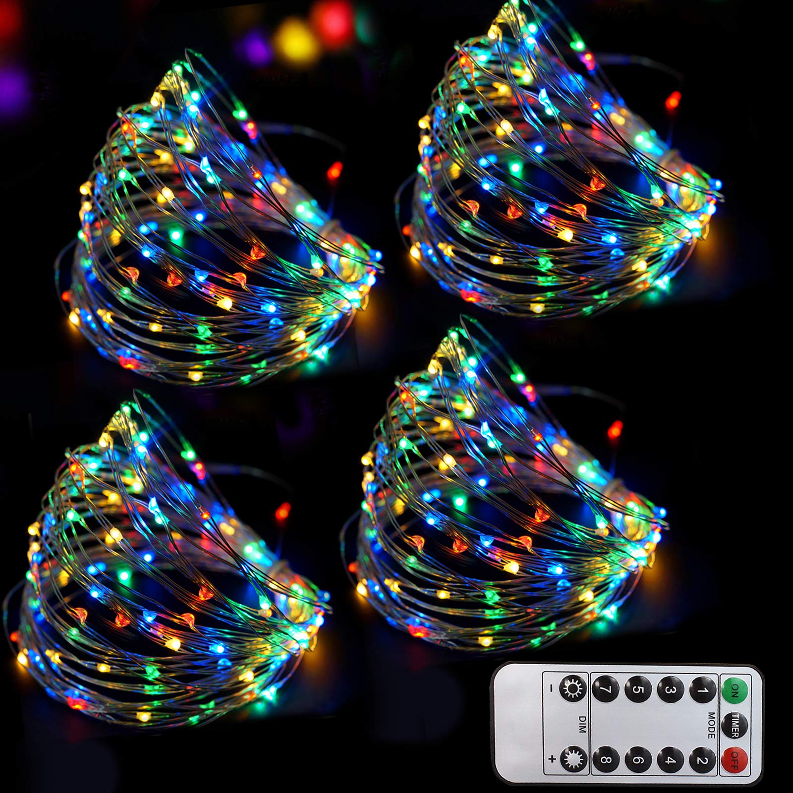 Bright Zeal 66 Ft 200 LED 8 Mode Multi Colored Christmas Fairy Lights Battery Operated With Remote Control Christmas Lights Outdoor Multicolor Waterproof - Twinkle LED Christmas String Lights Colorful