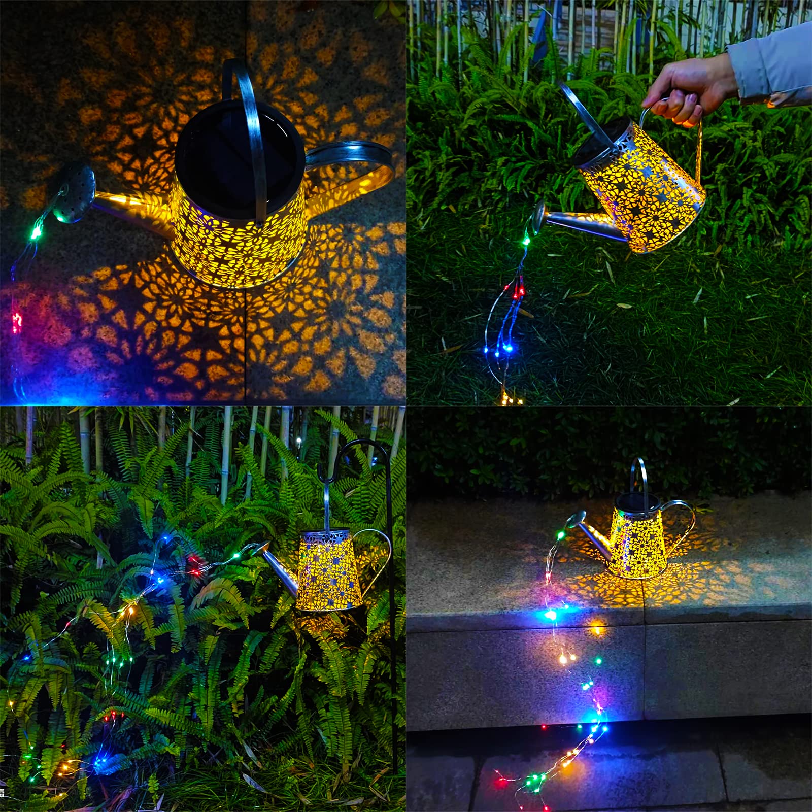 Vookry Solar Watering Can Lights, Waterproof Multicolor Metal Lantern, 1 Pack For Patio, Yard, Garden Decor