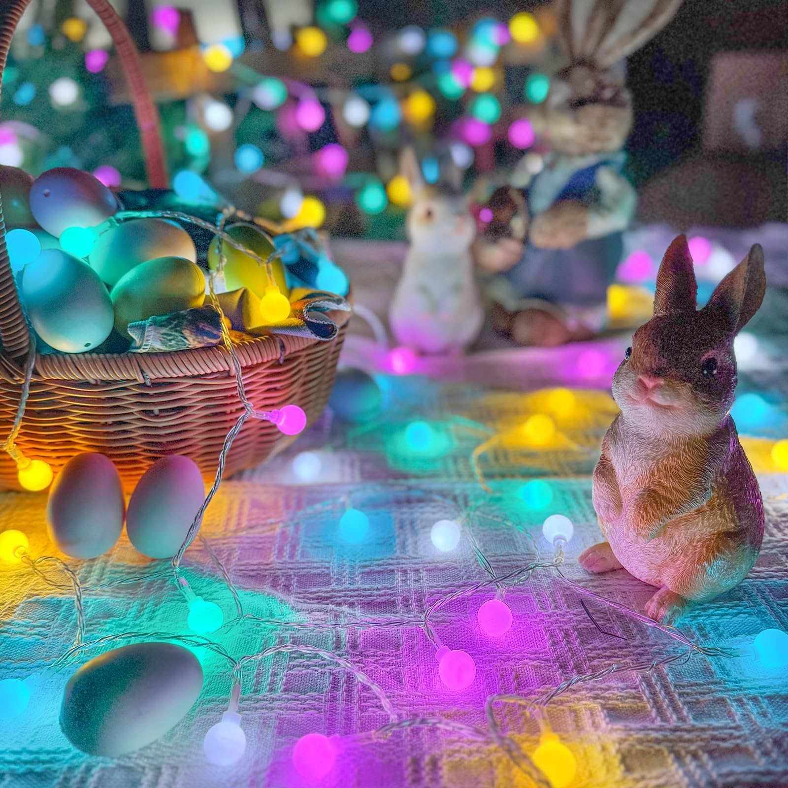 Easter String Lights Outdoor Indoor, 33Ft 100Led Easter Pastel Lights With Timer, 8 Modes Plug In Multicolor Easter Globe Lights