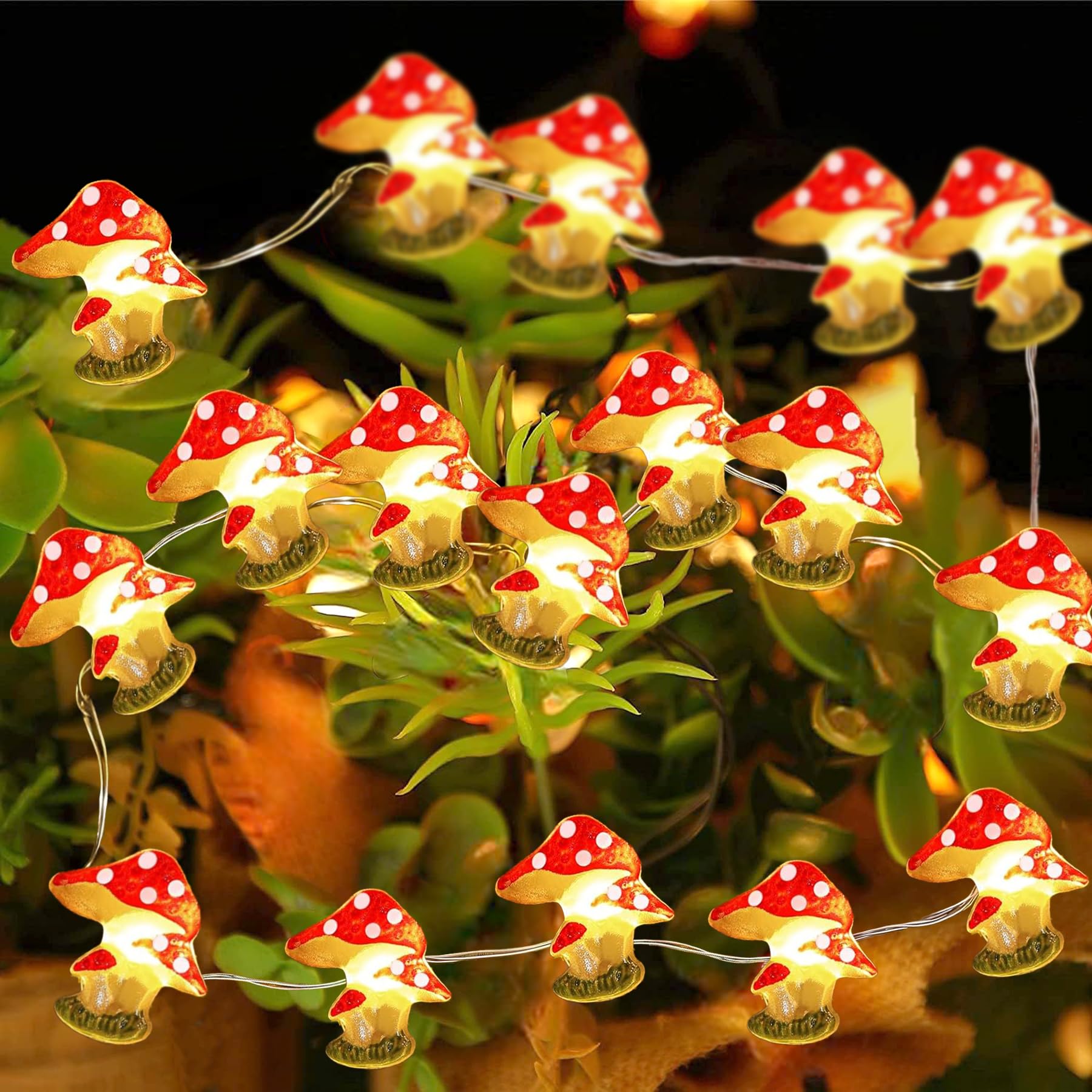 Mushroom Decor Cute Mushroom Fairy Lights with Timer 10FT 30LEDs Mushroom String Lights Gifts for Kids Room Decor Birthday Chris