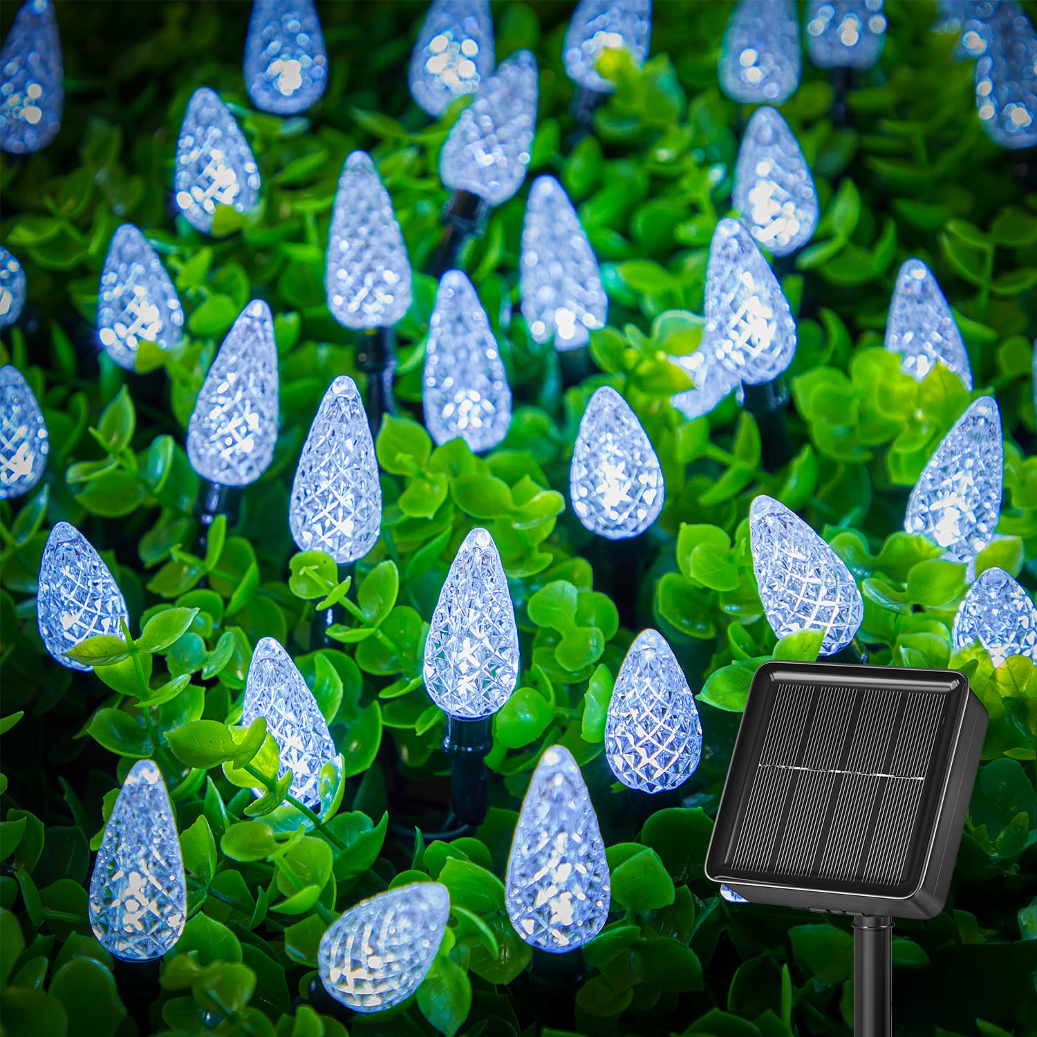 Brightown Solar C6 Strawberry String Lights, 100 LEDs, 39ft, White, PVC, Outdoor Christmas Decorations