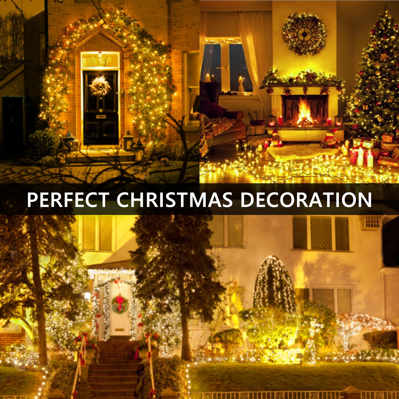 50Ft 1000 Led Cluster Christmas Lights  Christmas Tree Lights Outdoor Indoor With 8 Modes & Timer & Remote  Fire ers String Lights Waterproof For Garland Party Xmas Decorations  Warm White