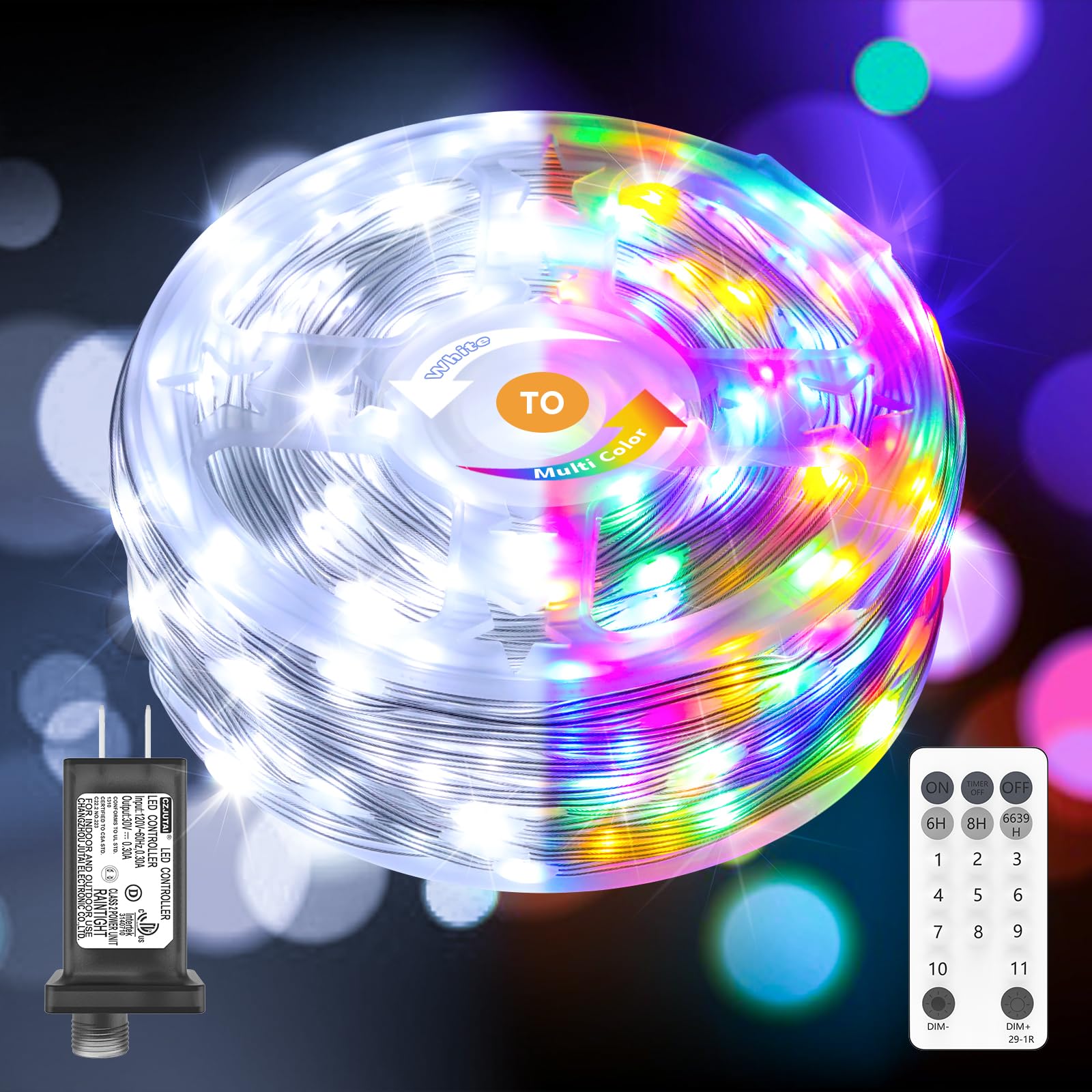 Soiarllt Outdoor Christmas Lights, 206FT 600LED Color Changing String Lights, Waterproof, 11 Modes, Timing, for Backyard, Garden