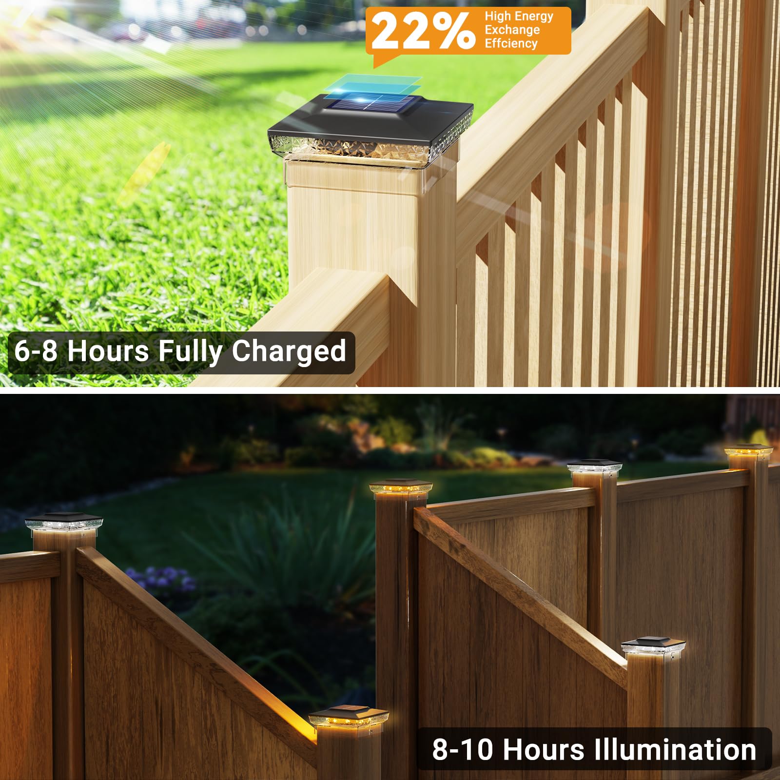 btfarm 4x4 Solar Post Cap Lights, 16 LED, Waterproof, 6 Pack, Black, Model FL19