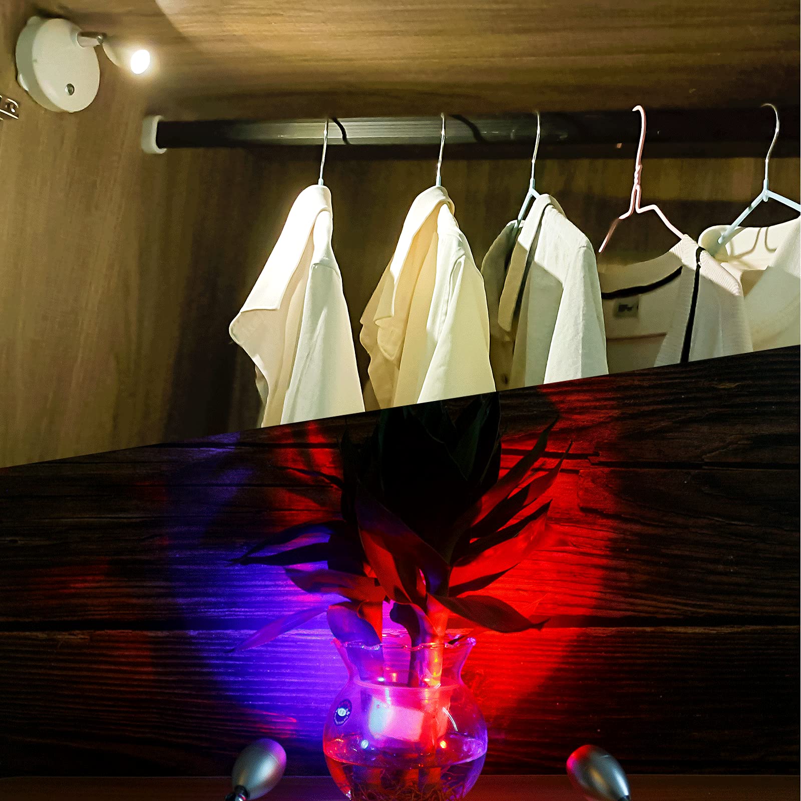 Amries Rgb Spotlight Led Puck Light - Battery Operated, Dimmable With Remote, 2-Pack