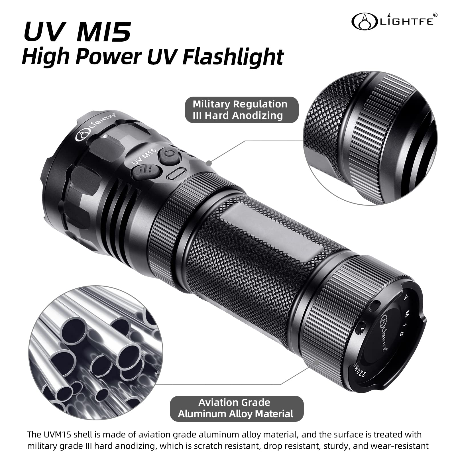 Lightfe 20000Mw 365Nm Uv Light Flashlight With Filter Lens For Medical And Chemical Use