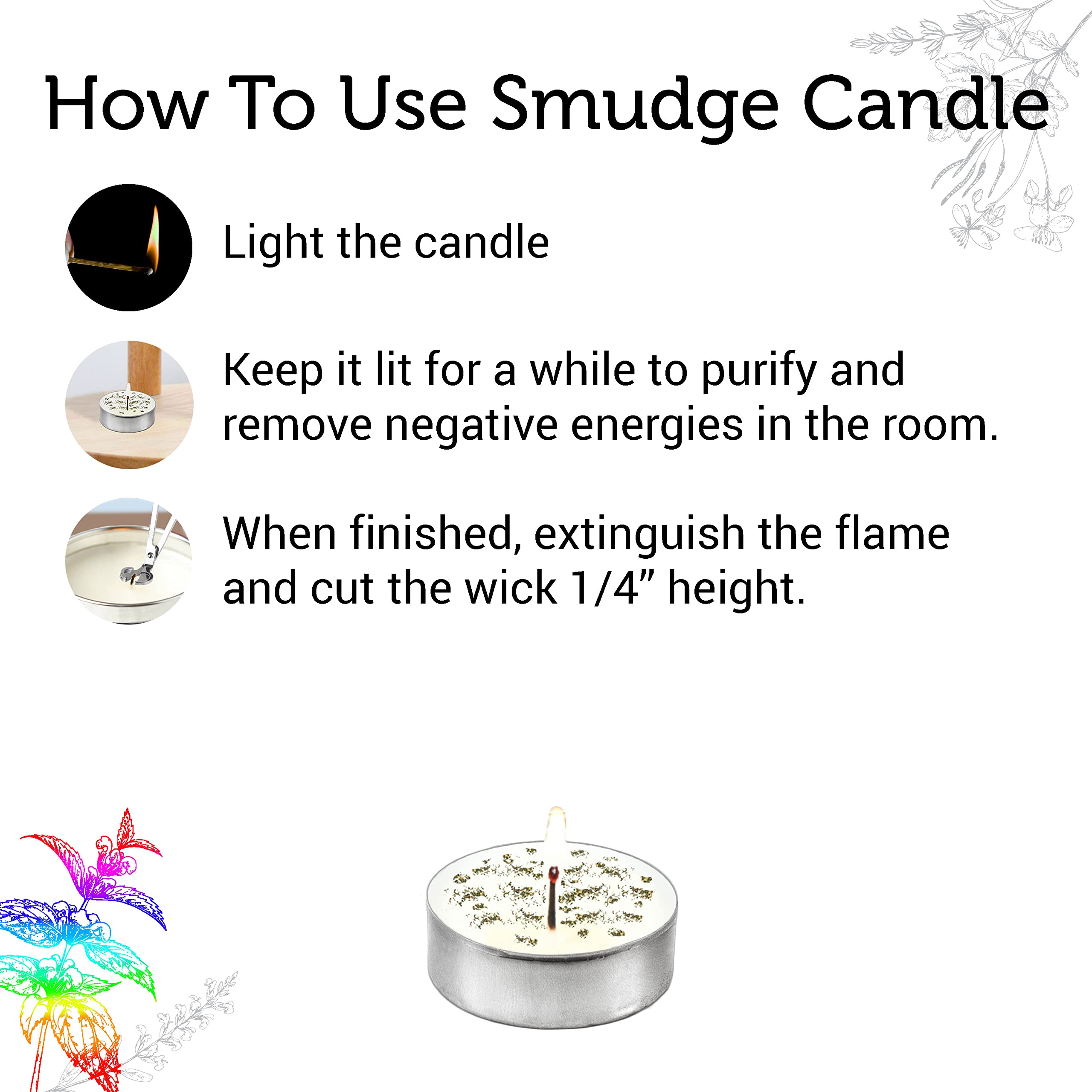 Soul Sticks Smudge Candles - 12 Pack Little Smudgies, White Wax, Cleansing & Meditation, Model LM-9194, Made with Crystals & Herbs