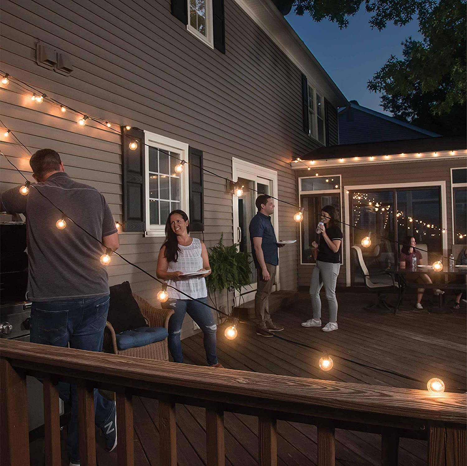 Beams 1W G40 Globe Bulb Led Weatherproof Indoor/Outdoor String Lights, 25 Ft, Black