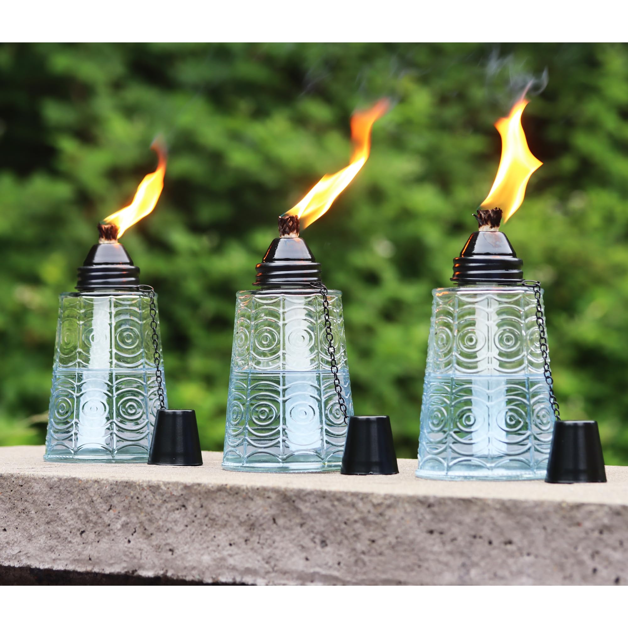 Seraphic Citronella Table Top Torches, 16Oz Glass Candles For Outdoor Patio, Set Of 3