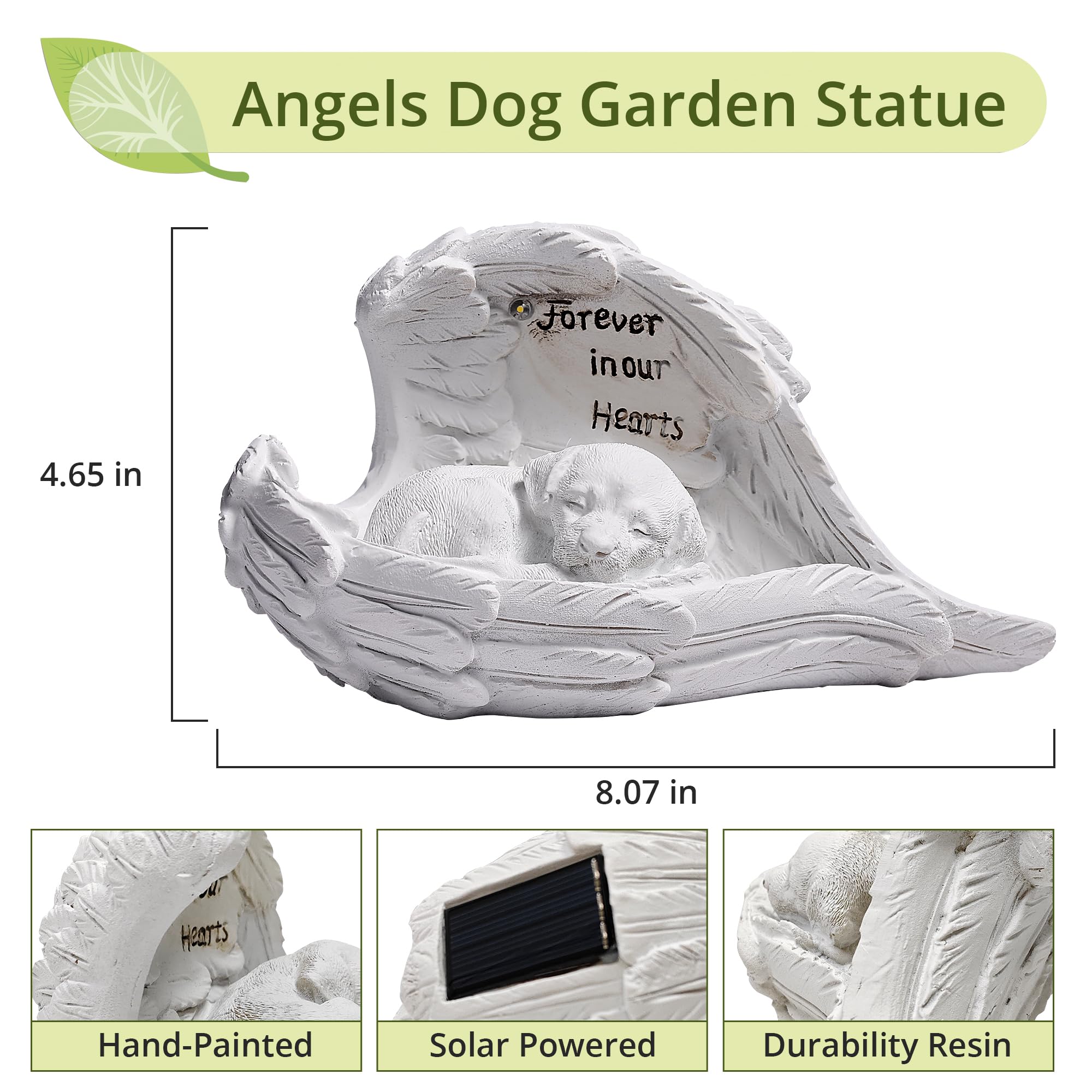 Zhiyo-Gd Pet Dog Solar Garden Memorial Statue - Outdoor Resin Angel Puppy With Solar Light  Guardian Angel Dog Memorial Gift For Patio  Lawn  Yard  Or Garden Christmas Decor