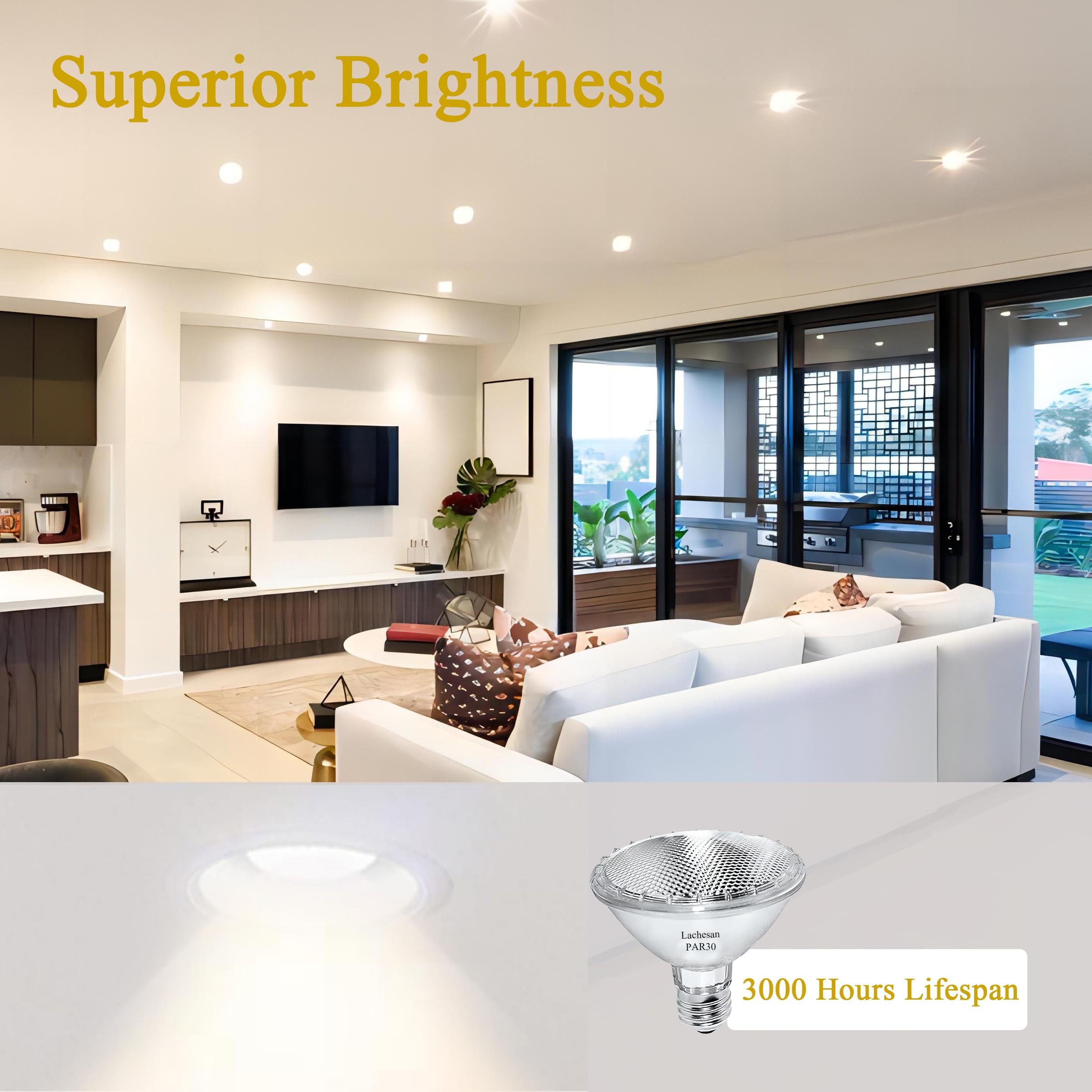 Par30 Short Neck Halogen Flood Light Bulbs, 50W Equivalent, 120V 2700K Warm White Dimmable High Brightness, E26 Base, Great For