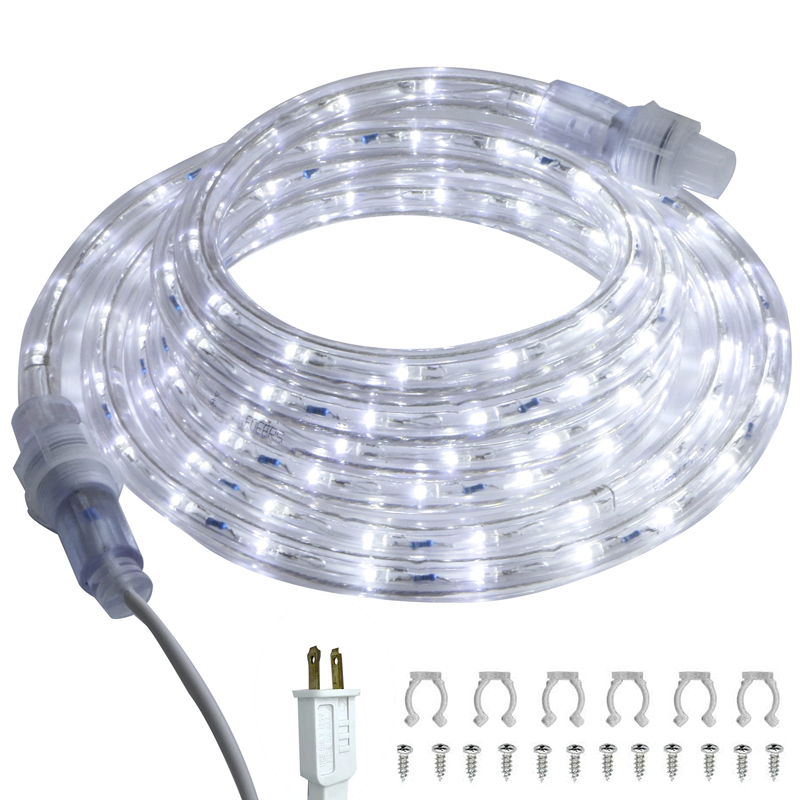 FOEERS 10 ft LED Rope Lights, 108 LED Connectable and Flexible Tube Lights,Rope Lights for Bedroom,Garden,Patio,Deck,Backyard,Kitchen,Christmas Decoration(White)