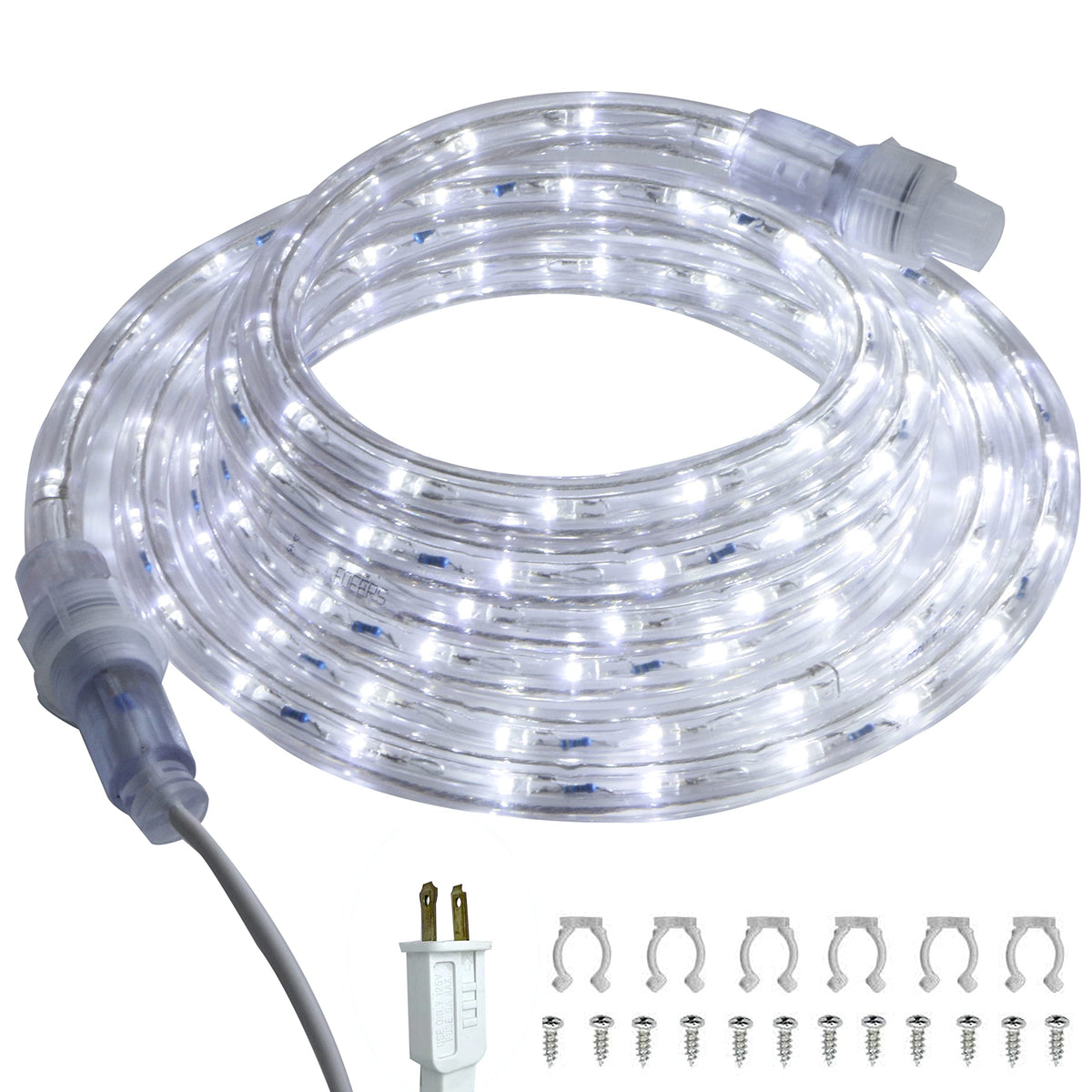 FOEERS 10 ft LED Rope Lights, 108 LED Connectable and Flexible Tube Lights,Rope Lights for Bedroom,Garden,Patio,Deck,Backyard,Kitchen,Christmas Decoration(White)