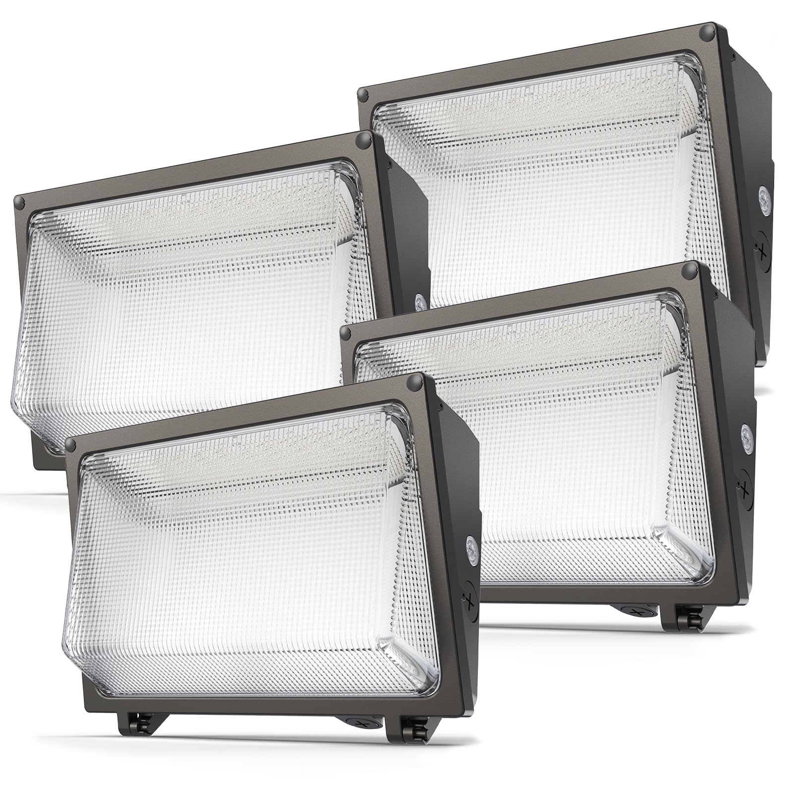 Litezone 120W Wall Pack Led Exterior Light - 4Pack, 18000Lm, Bronze, Ul Listed With Photocell